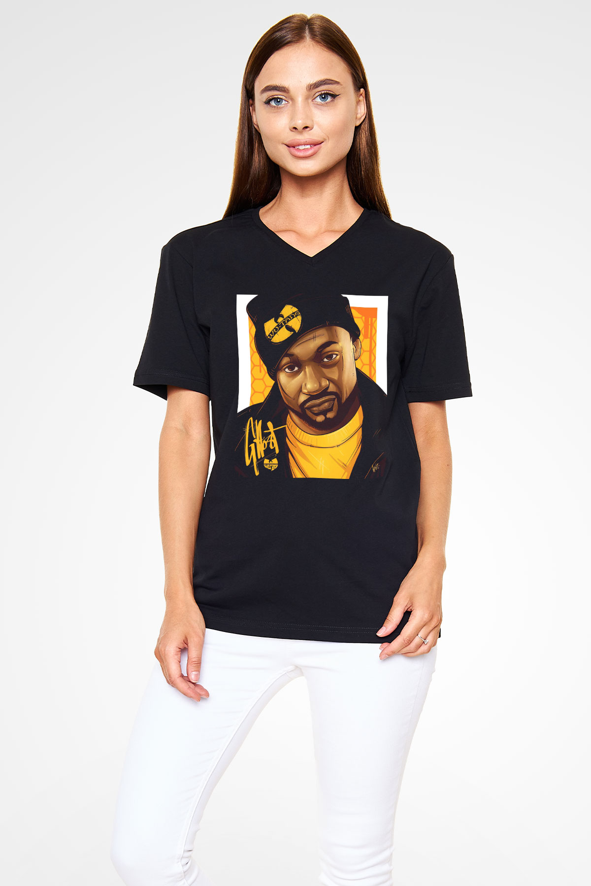 Ghostface Killah Beyaz Unisex V Yaka Tişört