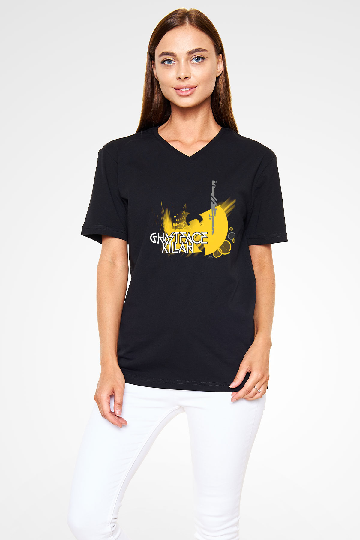 Ghostface Killah Siyah Unisex V Yaka Tişört