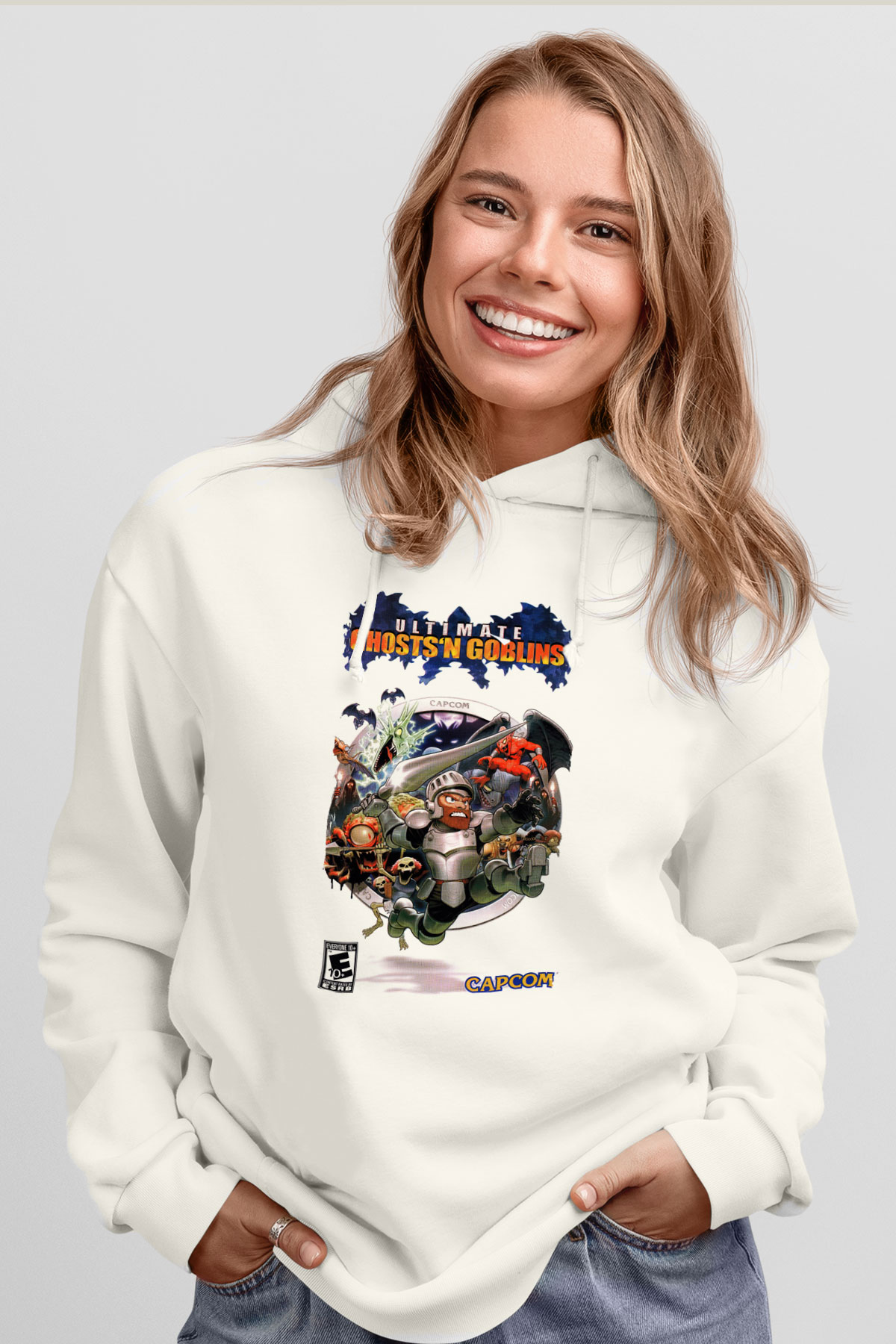 Ghosts n Goblins Beyaz Unisex Hoodie