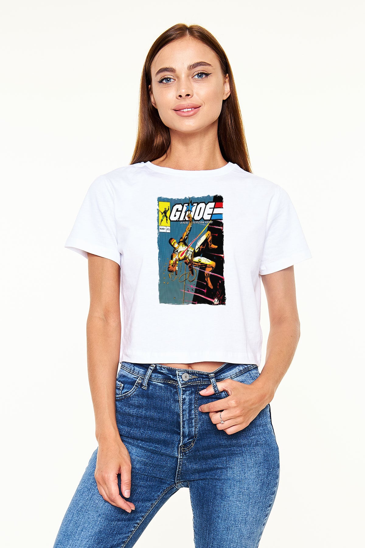 GI JOE Beyaz   Crop Top Tişört
