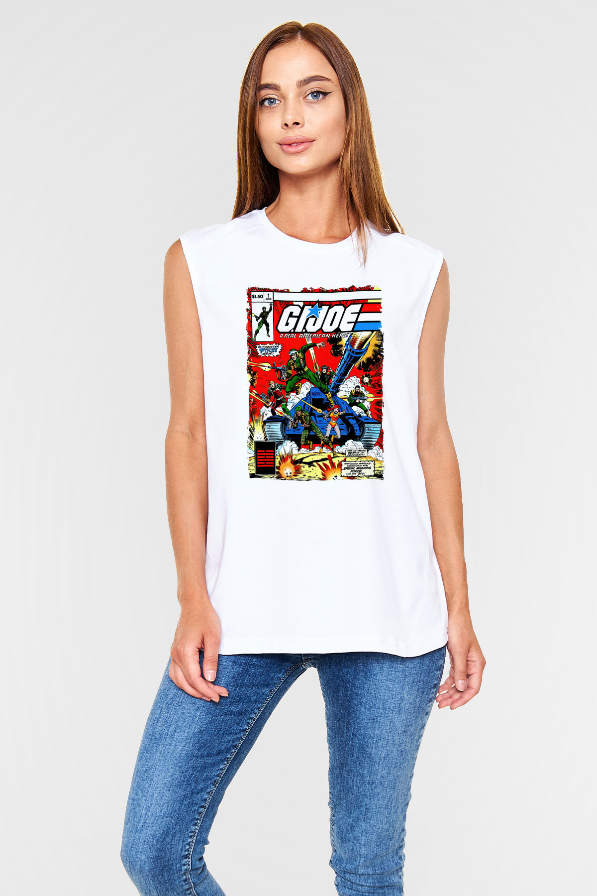 GI JOE Beyaz Unisex  Kolsuz Tişört