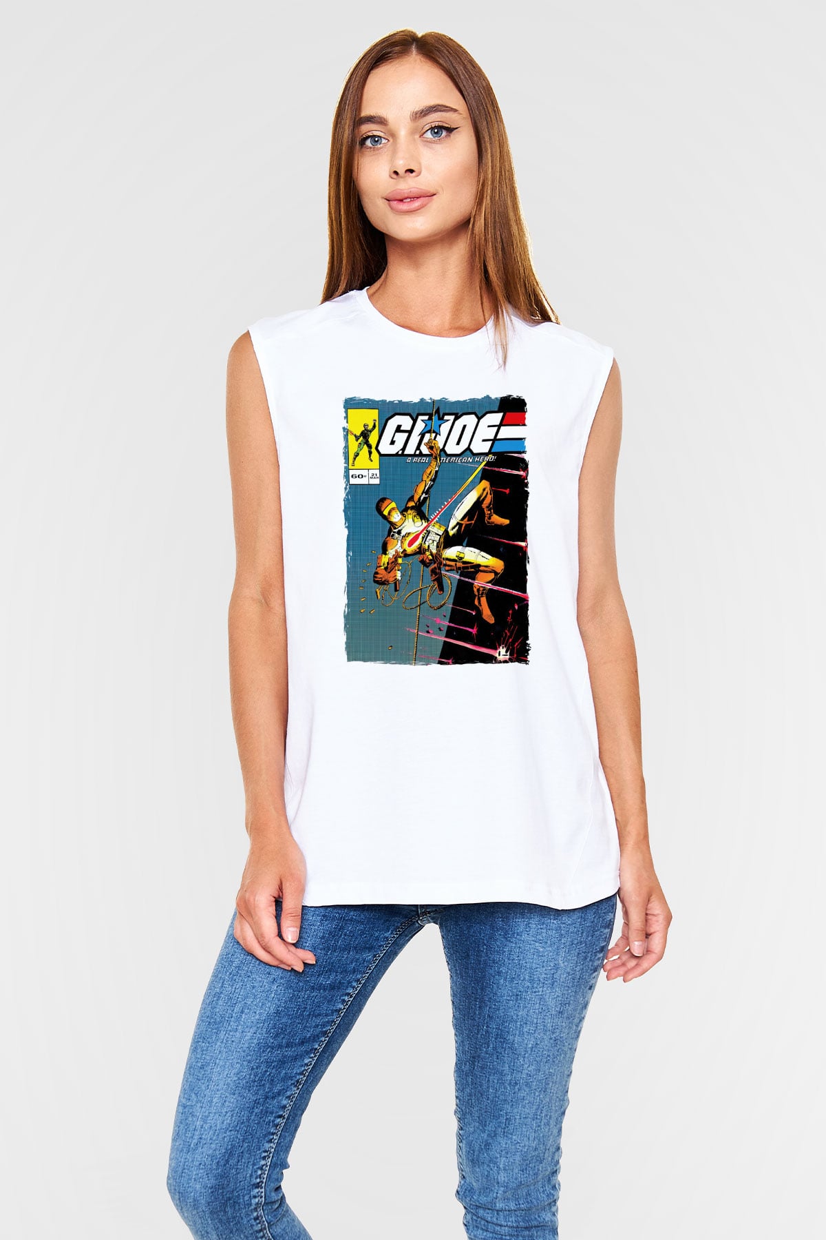 GI JOE Beyaz Unisex  Kolsuz Tişört