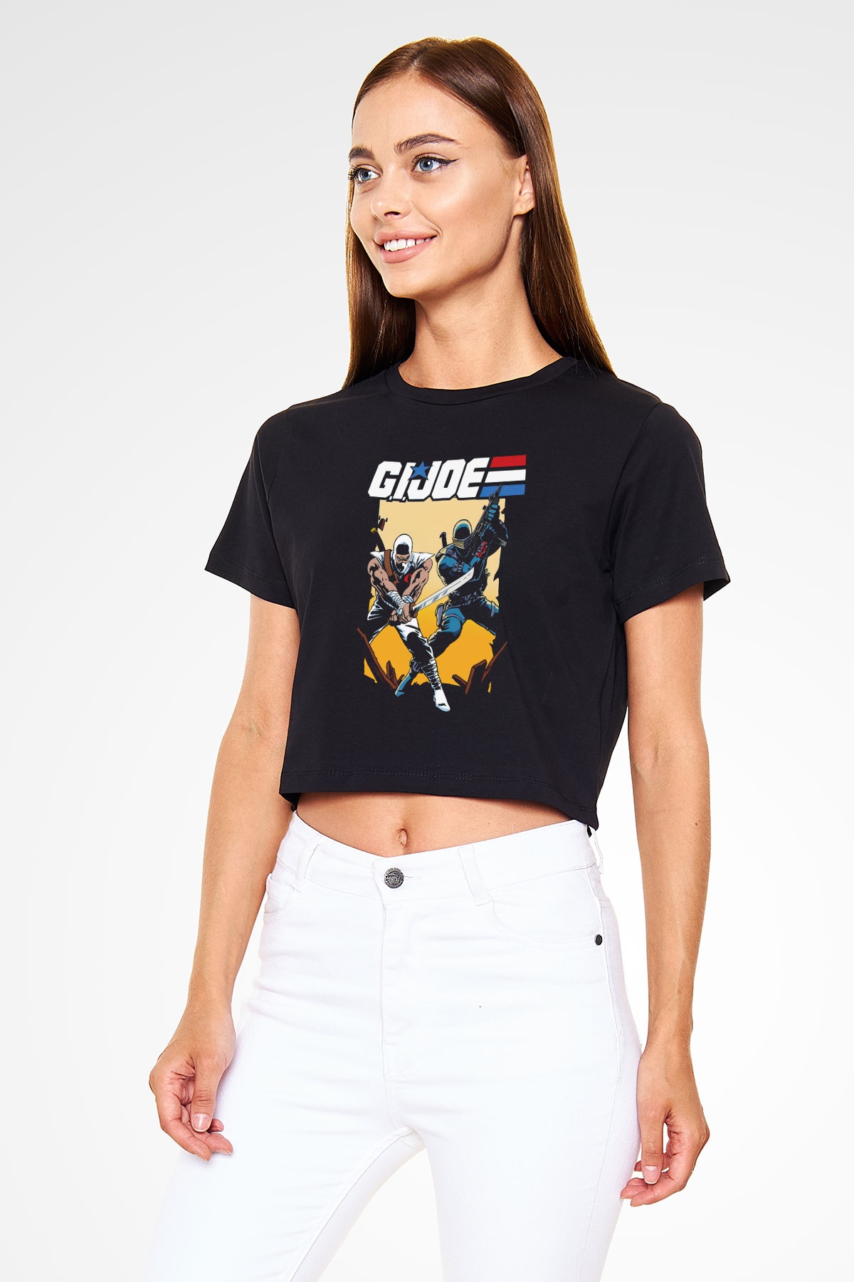 GI JOE Siyah   Crop Top Tişört