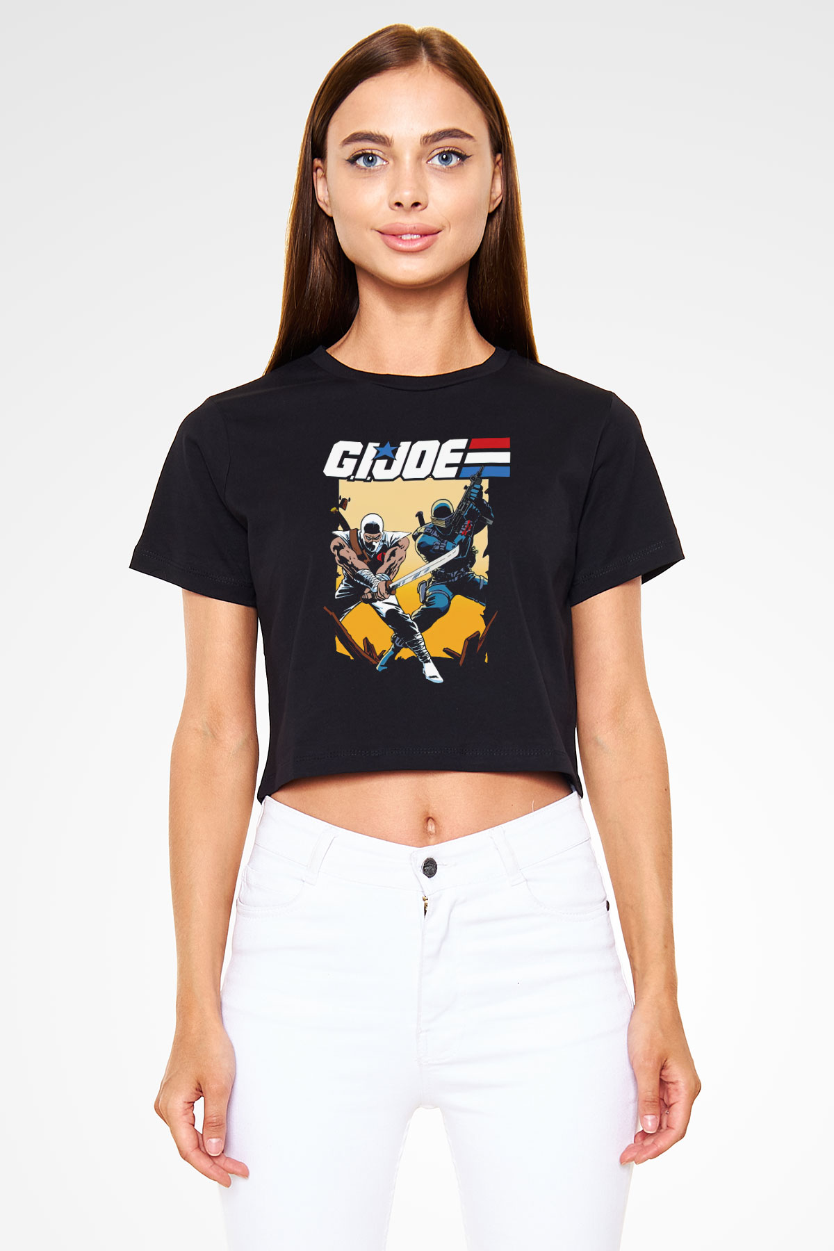 GI JOE Siyah   Crop Top Tişört