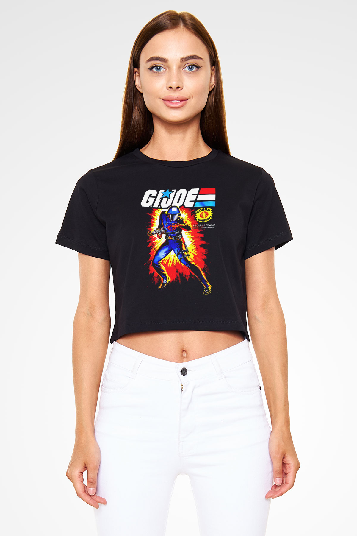 GI JOE Siyah   Crop Top Tişört