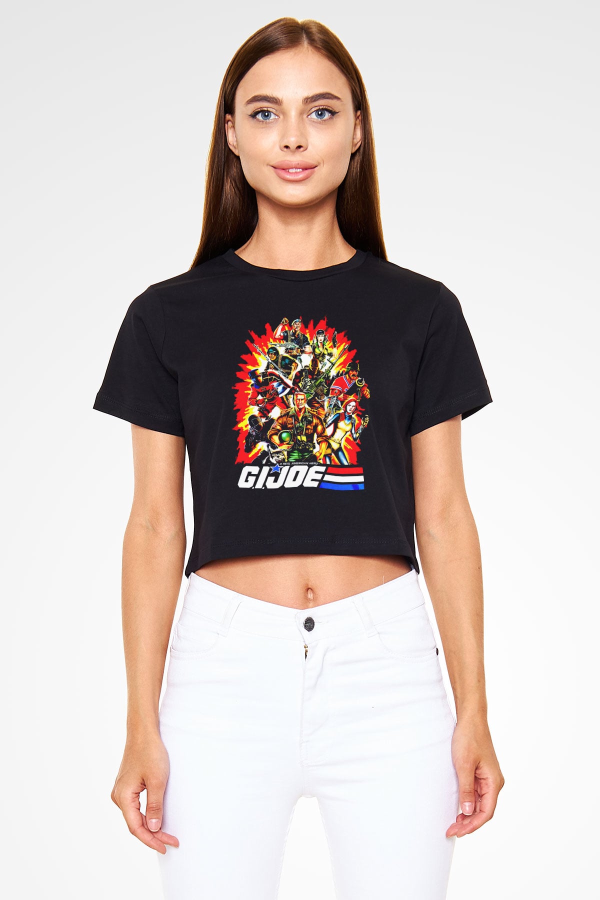 GI JOE Siyah   Crop Top Tişört