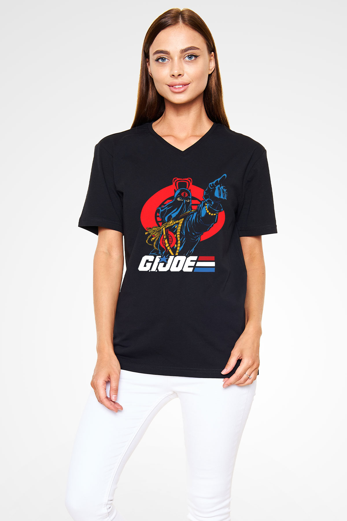 GI JOE Siyah Unisex  V Yaka Tişört