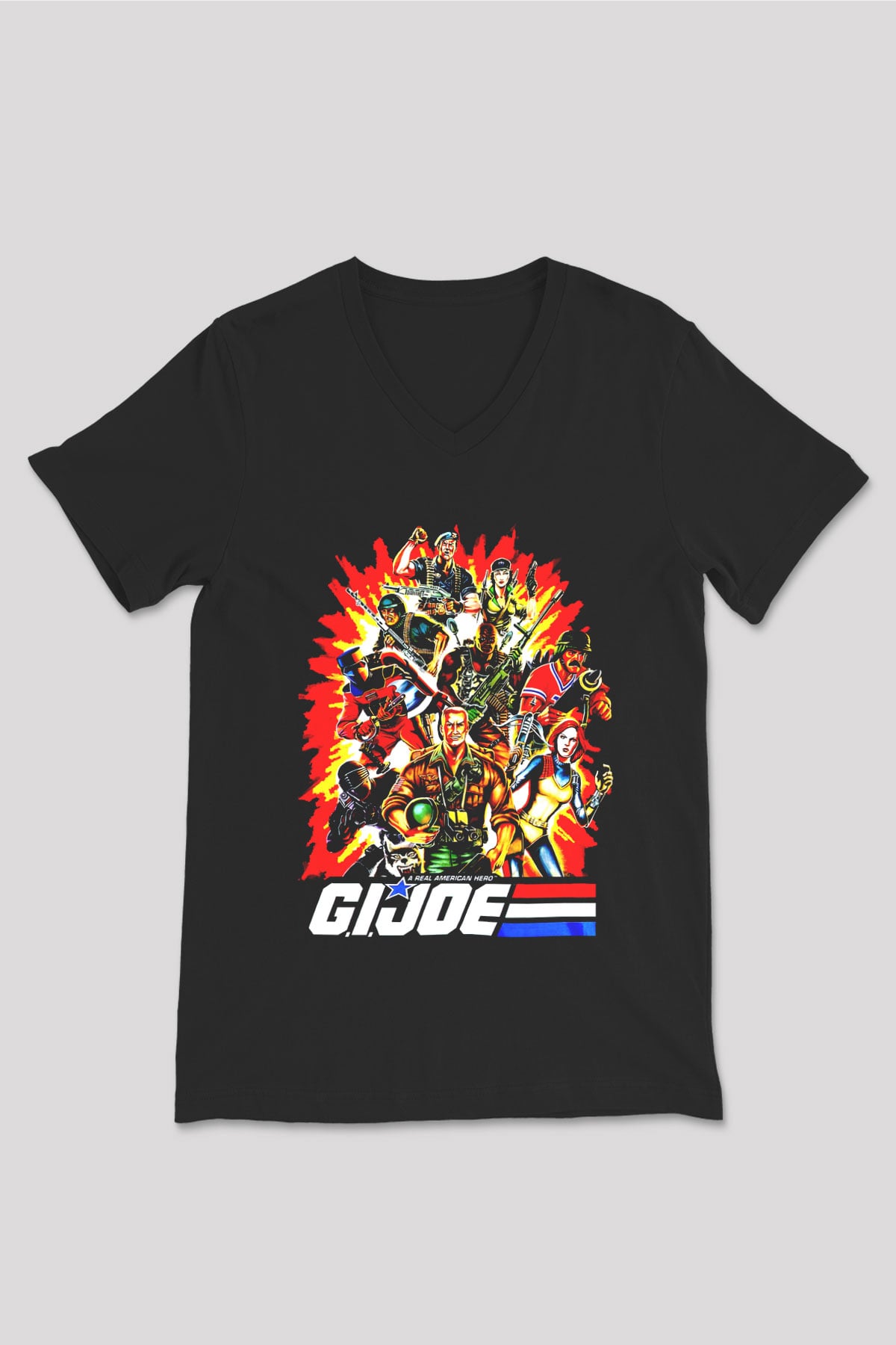 GI JOE Siyah Unisex  V Yaka Tişört