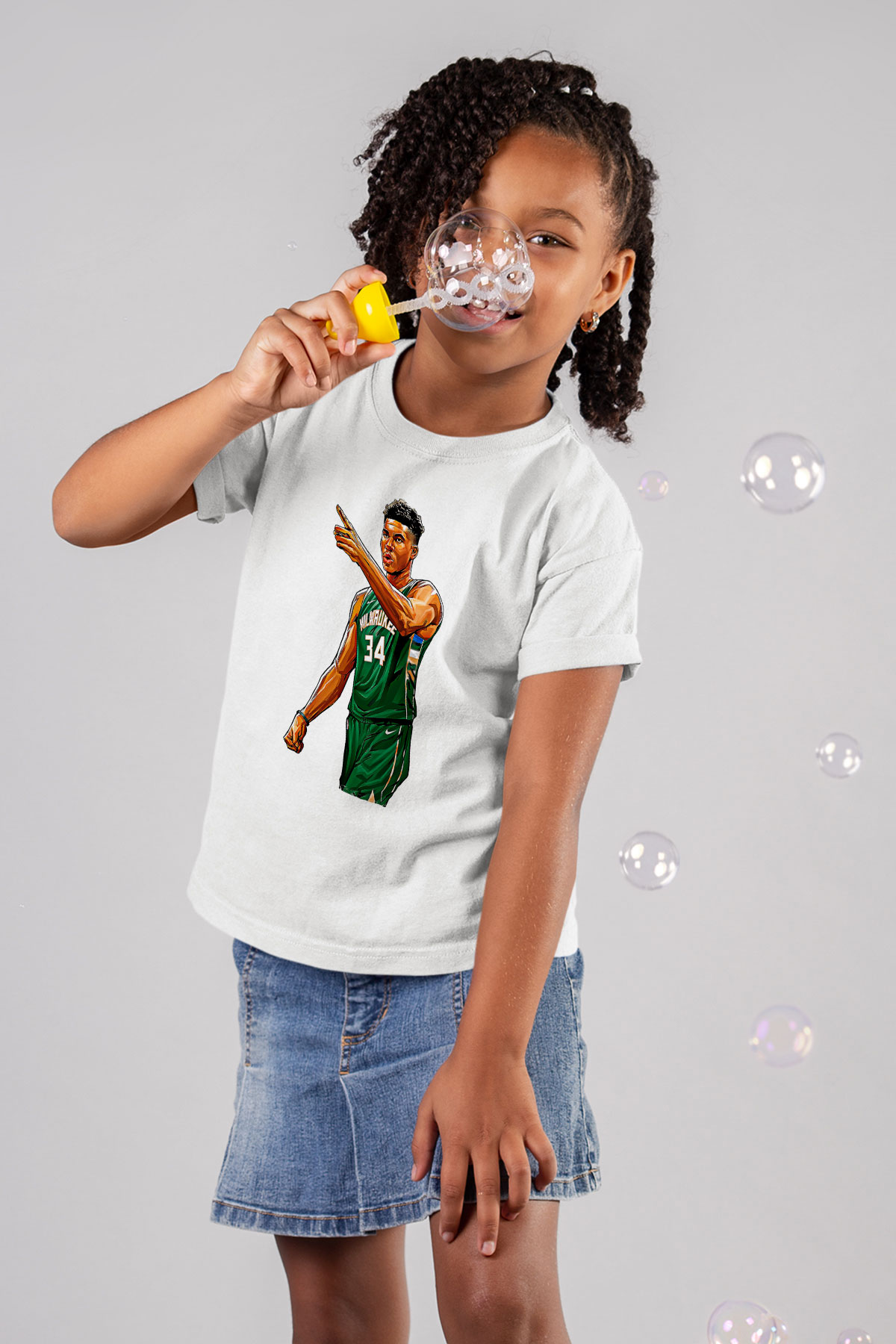 Giannis Antetokounpma Baskılı Beyaz Unisex Beyaz Çocuk Tişört - Tshirt