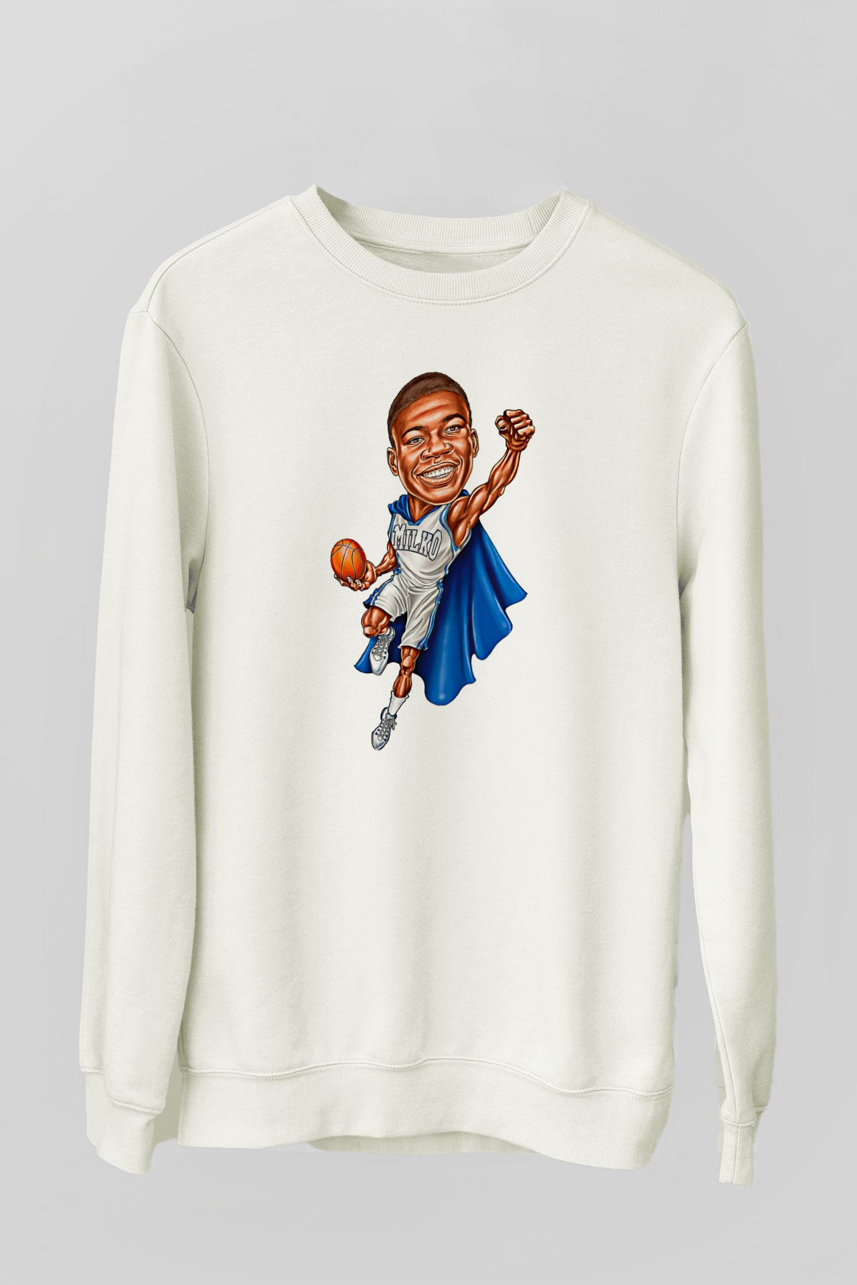 Giannis Antetokounpma Baskılı Beyaz Unisex Sweatshirt