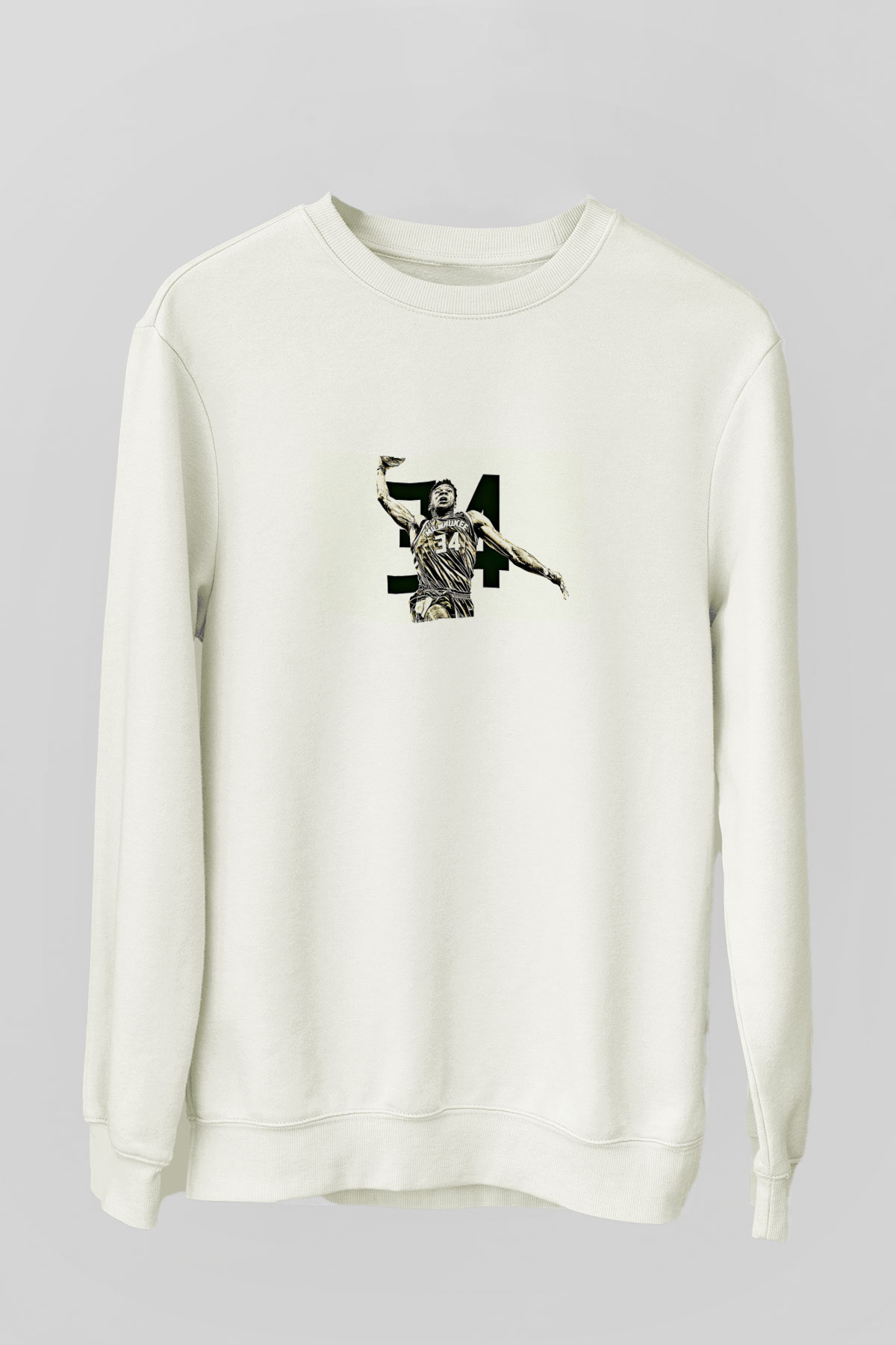 Giannis Antetokounpma Baskılı Beyaz Unisex Sweatshirt