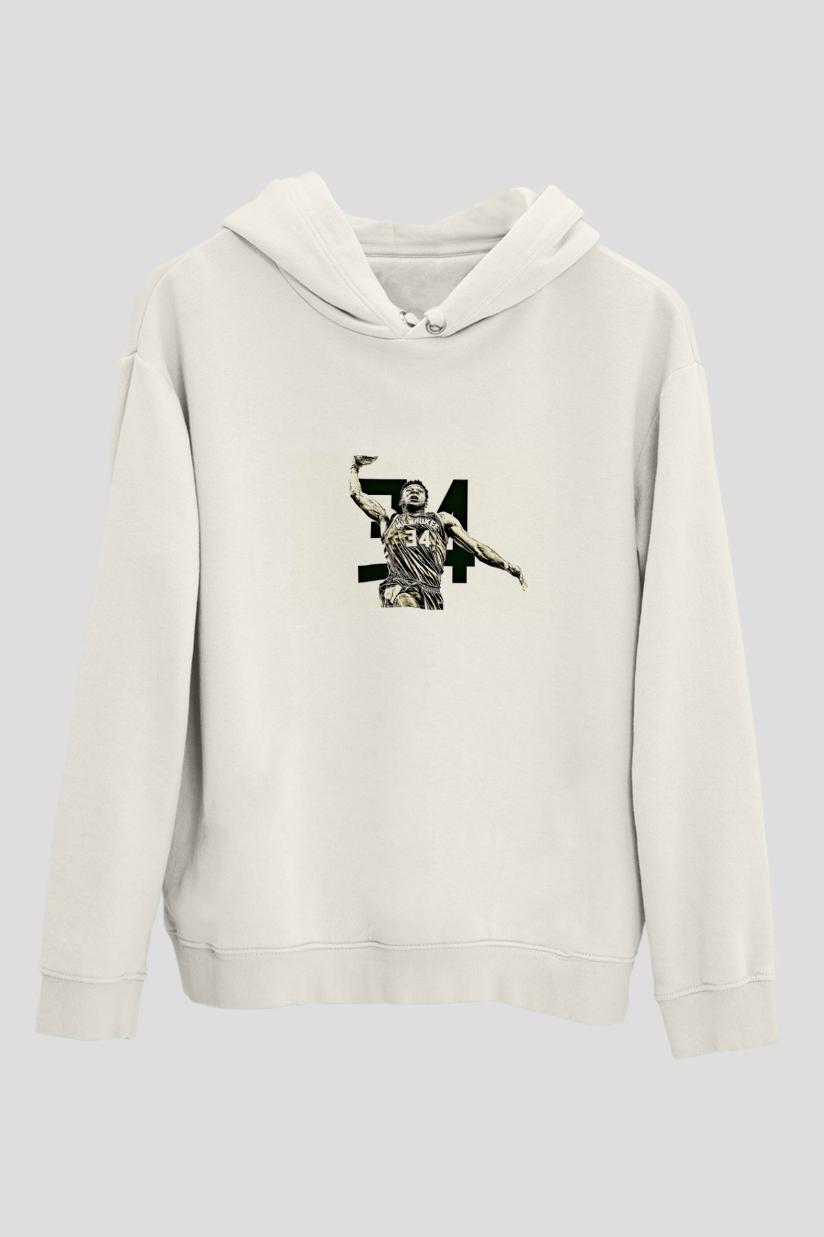 Giannis Antetokounpma Baskılı Beyaz Unisex Kapüşonlu Sweatshirt