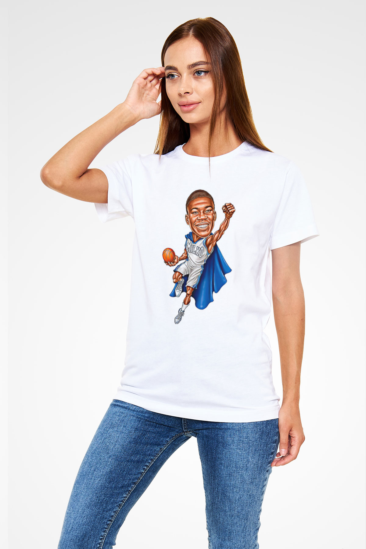 Giannis Antetokounpma Baskılı Unisex Beyaz Tişört - Tshirt