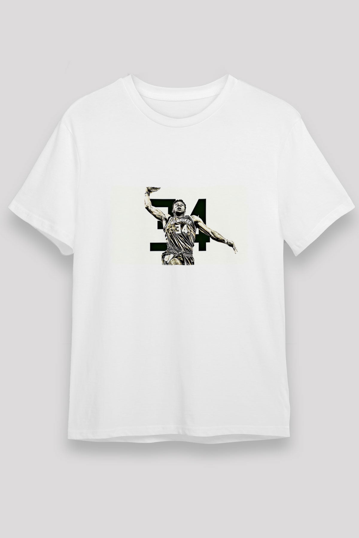 Giannis Antetokounpma Baskılı Unisex Beyaz Tişört - Tshirt