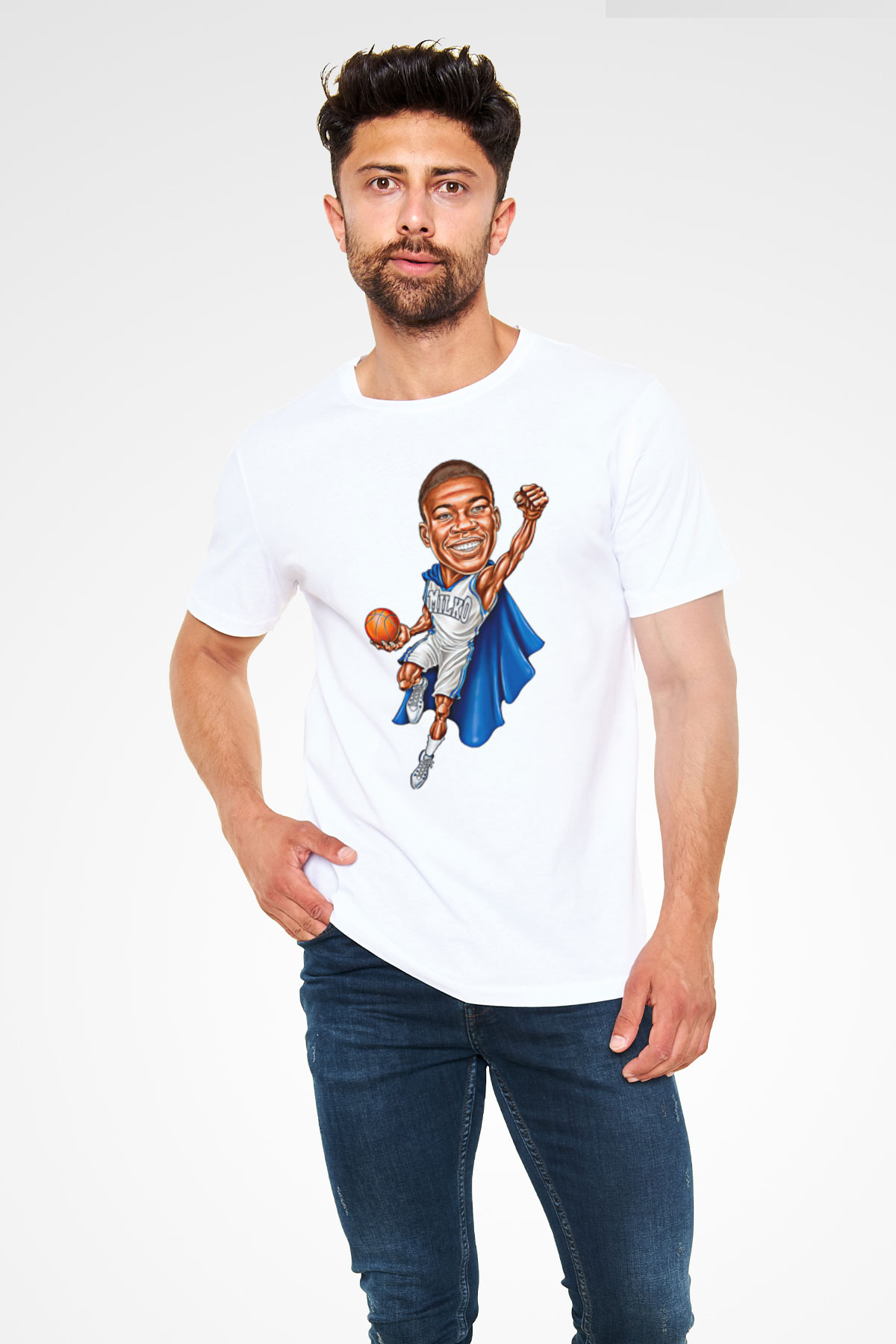 Giannis Antetokounpma Baskılı Unisex Beyaz Tişört - Tshirt
