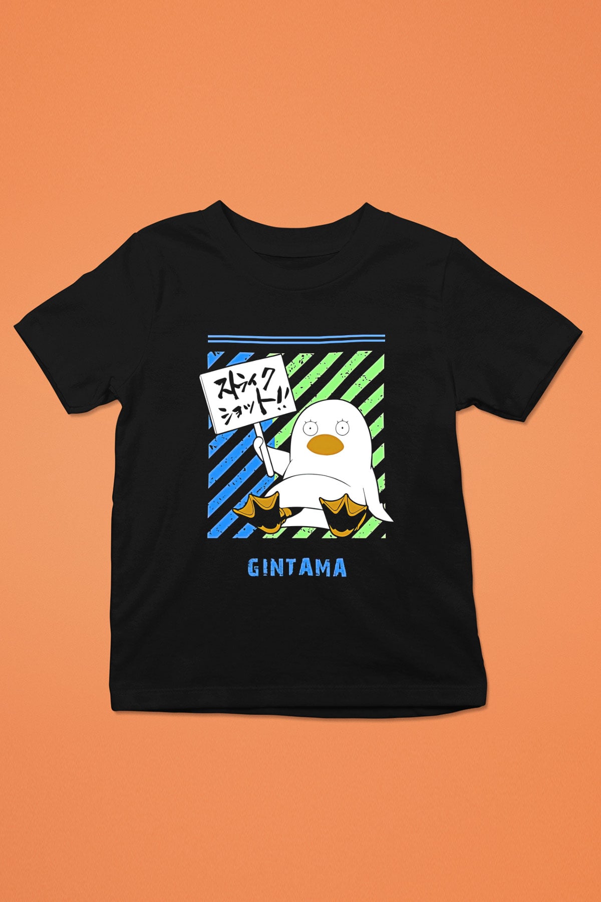 Gintama Baskılı Unisex Siyah Çocuk Tişört - Tshirt