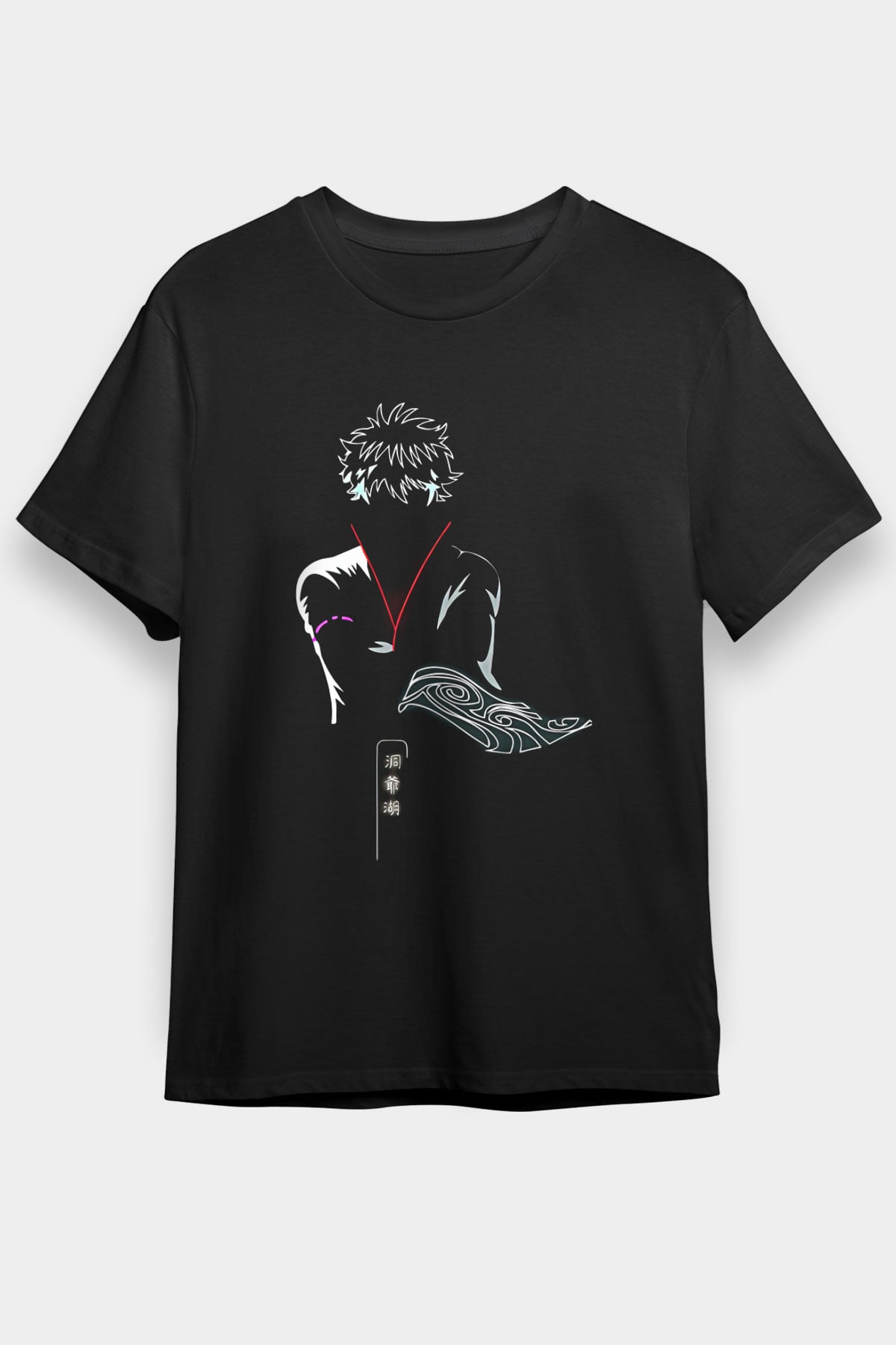 Gintama Baskılı Unisex Siyah Tişört - Tshirt