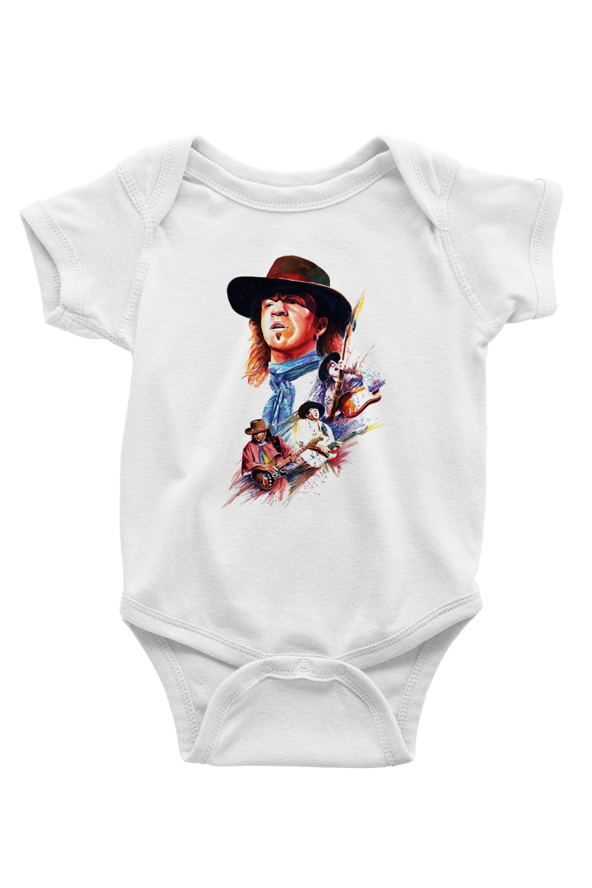 Gitarist Baskılı Beyaz Unisex Bebek Body - Zıbın