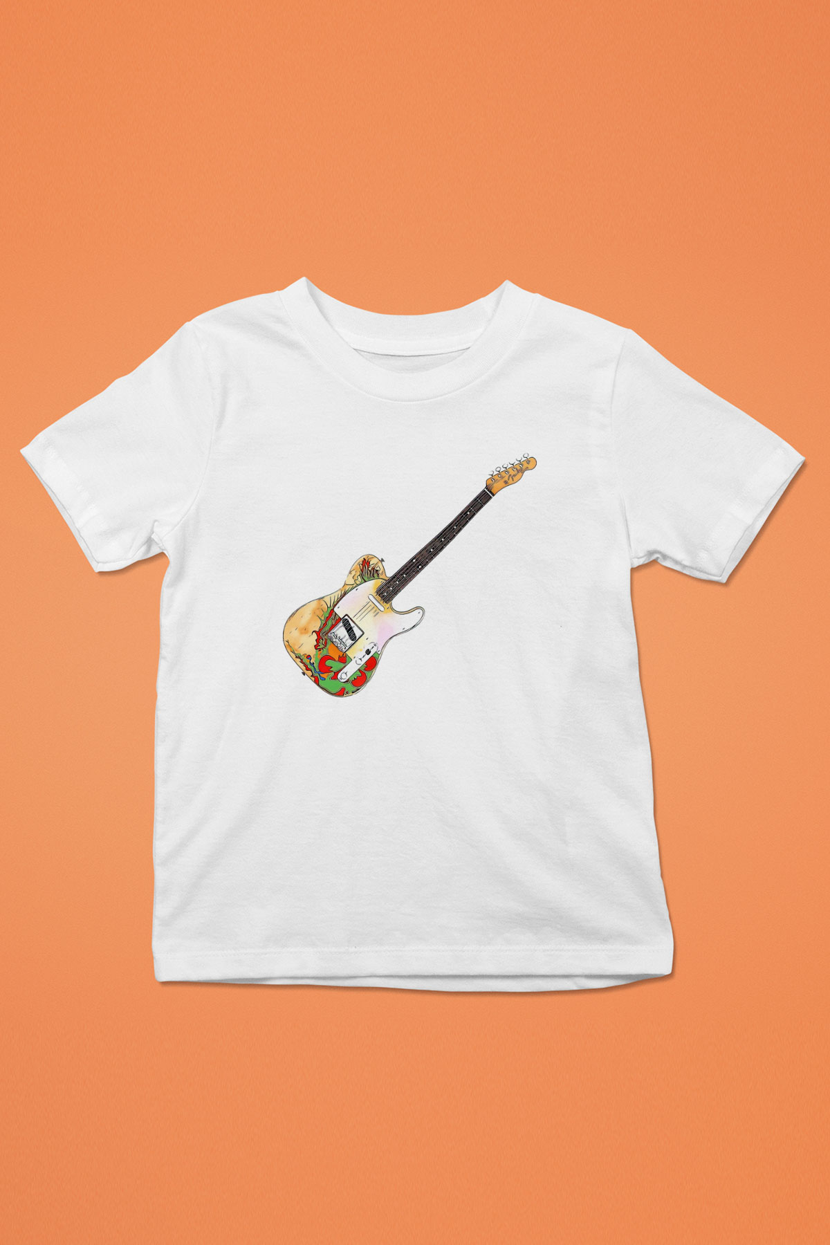 Gitarist Beyaz Unisex Çocuk Tişört