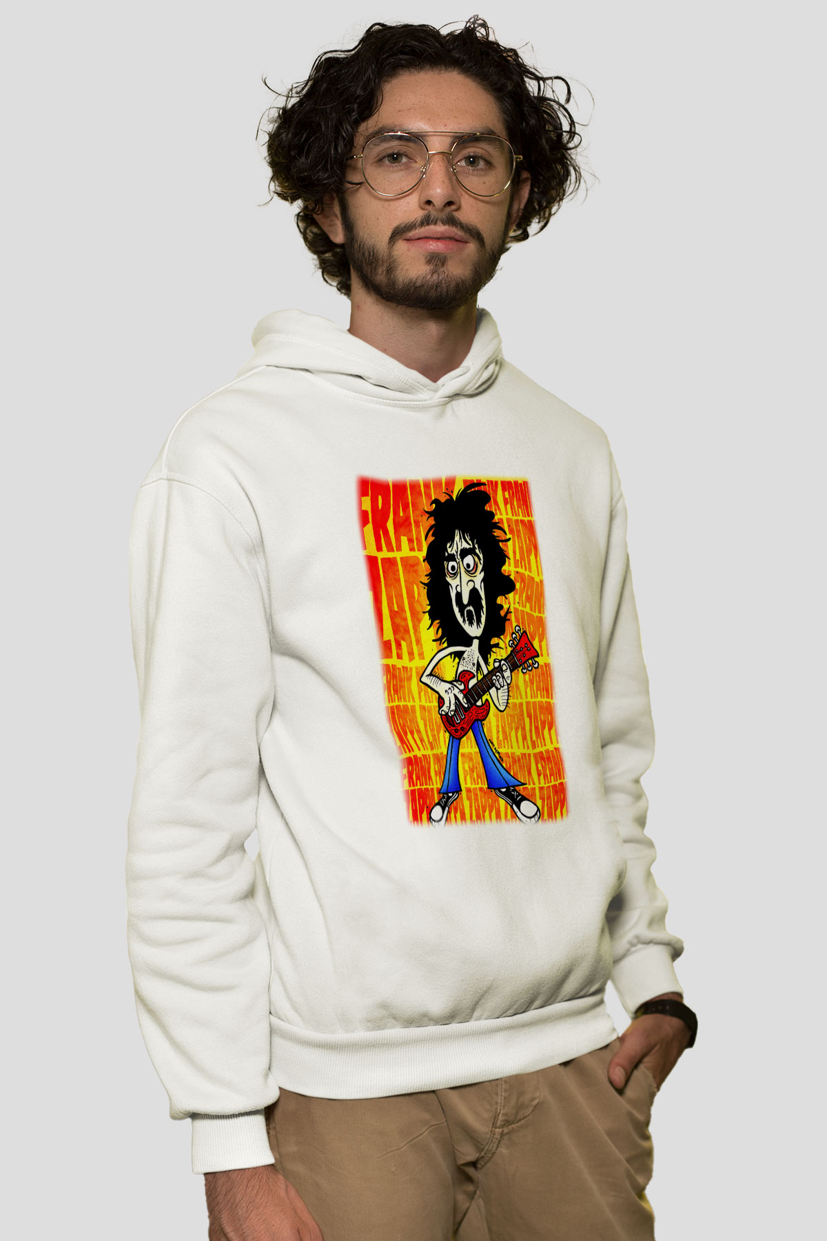 Gitarist Beyaz Unisex Hoodie