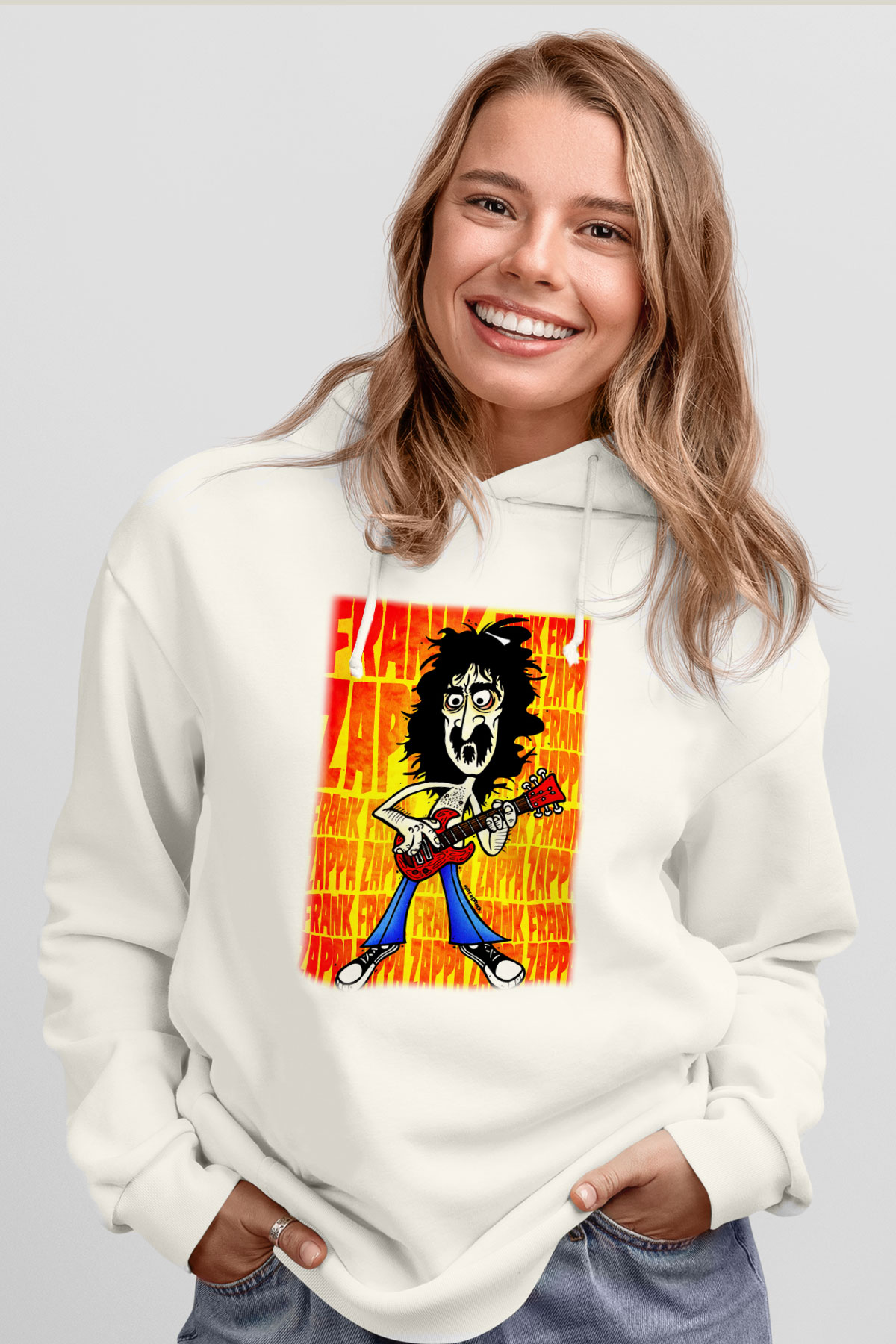Gitarist Beyaz Unisex Hoodie