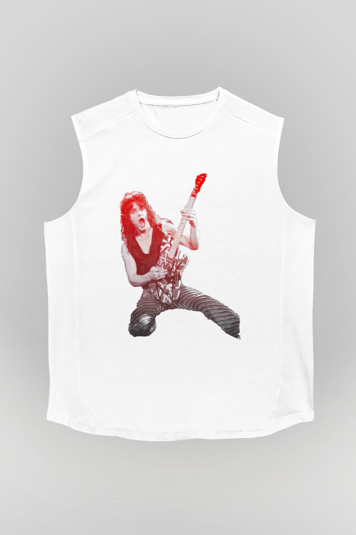 Gitarist Beyaz Unisex Kolsuz Tişört
