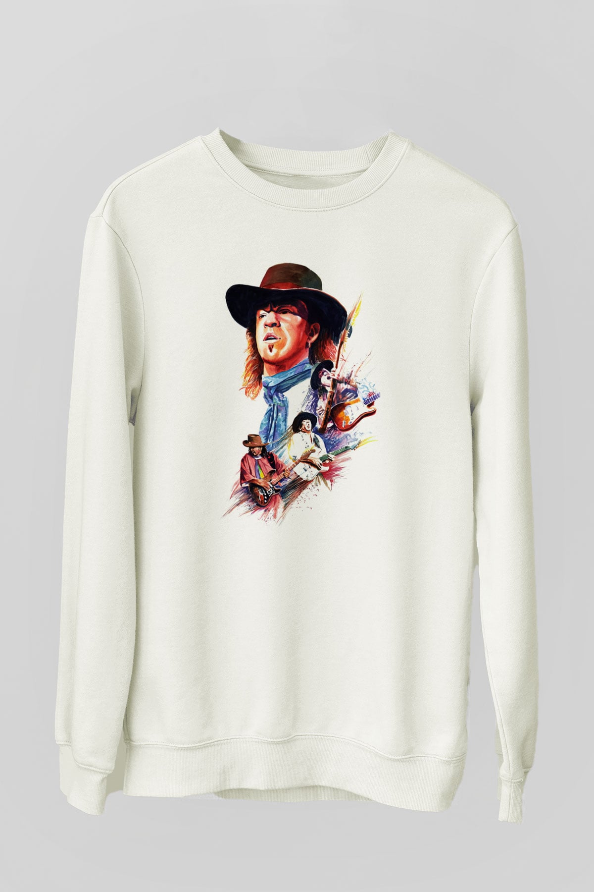 Gitarist Beyaz Unisex Sweatshirt