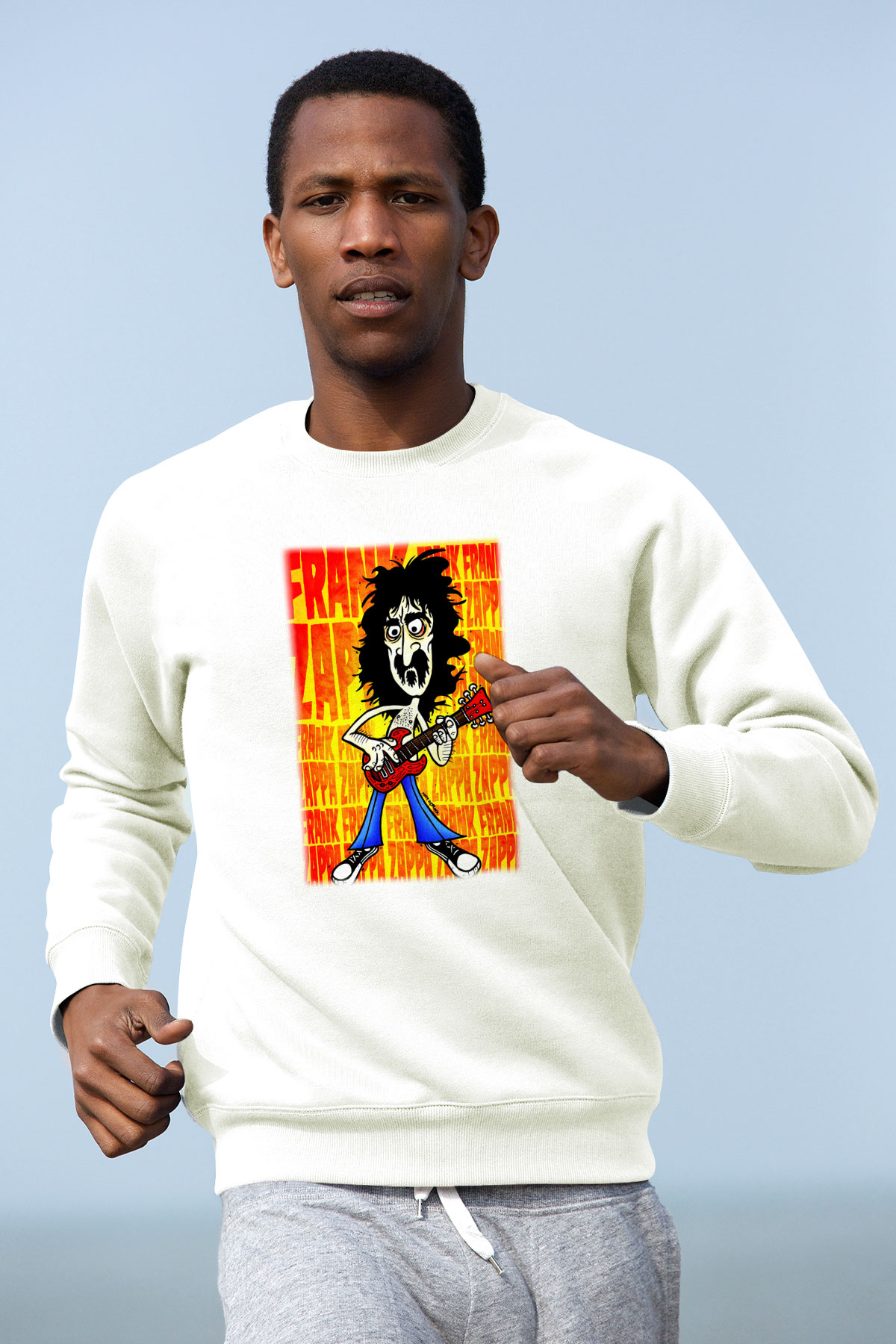 Gitarist Beyaz Unisex Sweatshirt