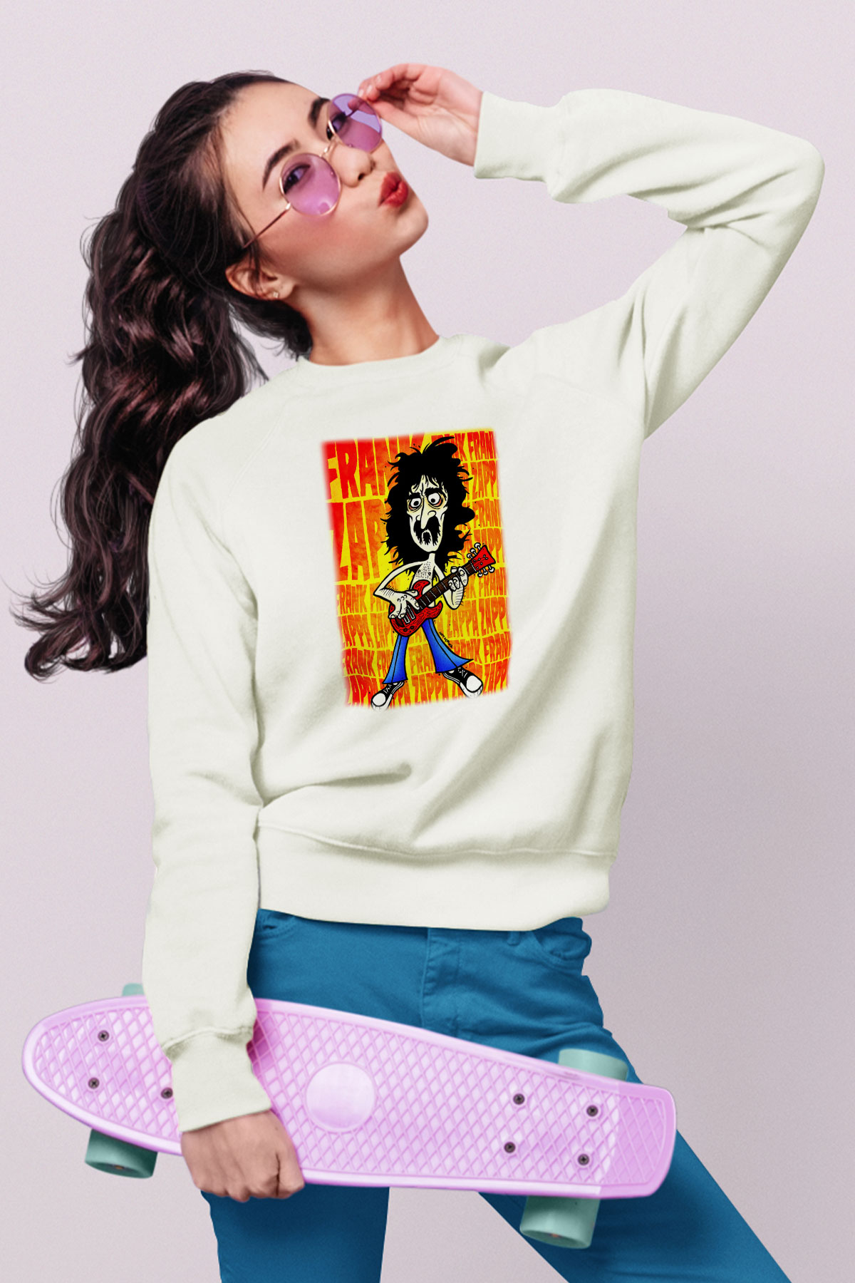 Gitarist Beyaz Unisex Sweatshirt