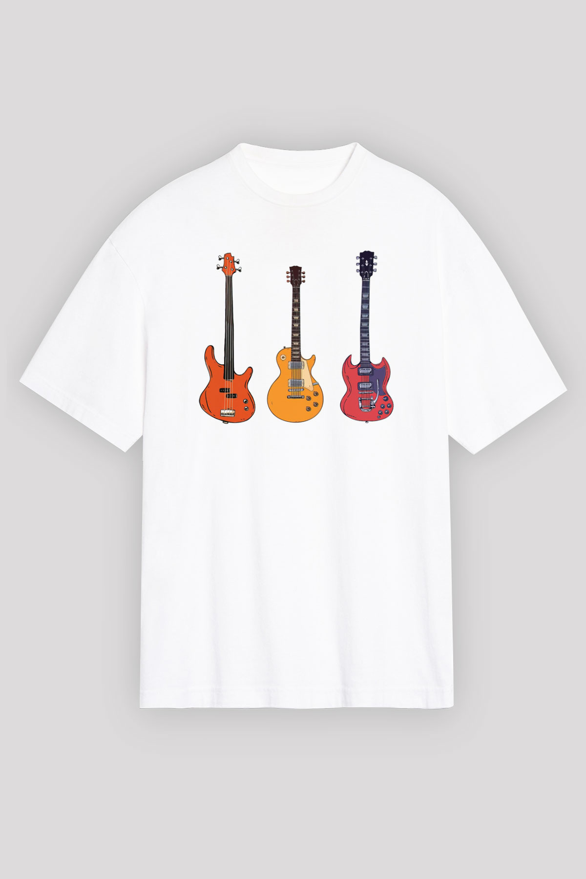Gitarist Beyaz Oversize Tişört Oversize T-shirt - TişörtFabrikası