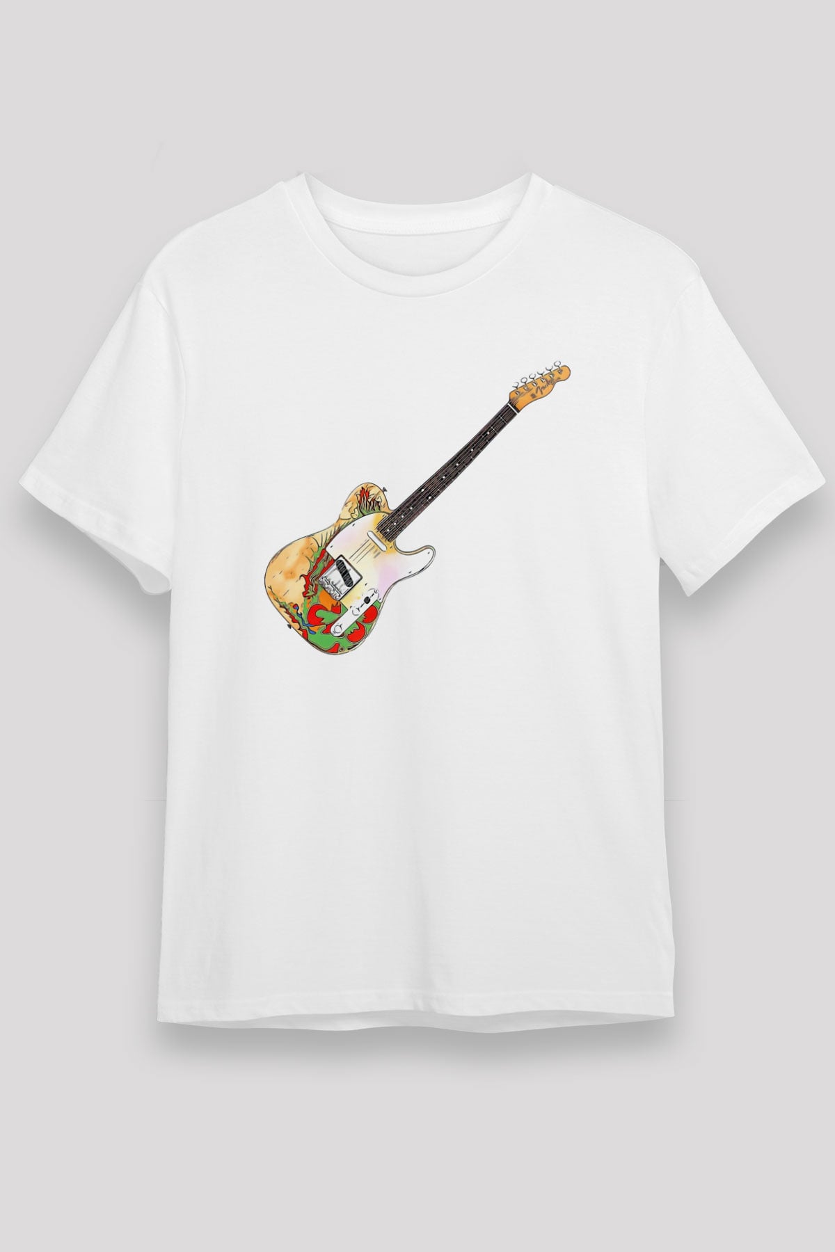 Gitarist Beyaz Unisex Tişört T-Shirt - TişörtFabrikası