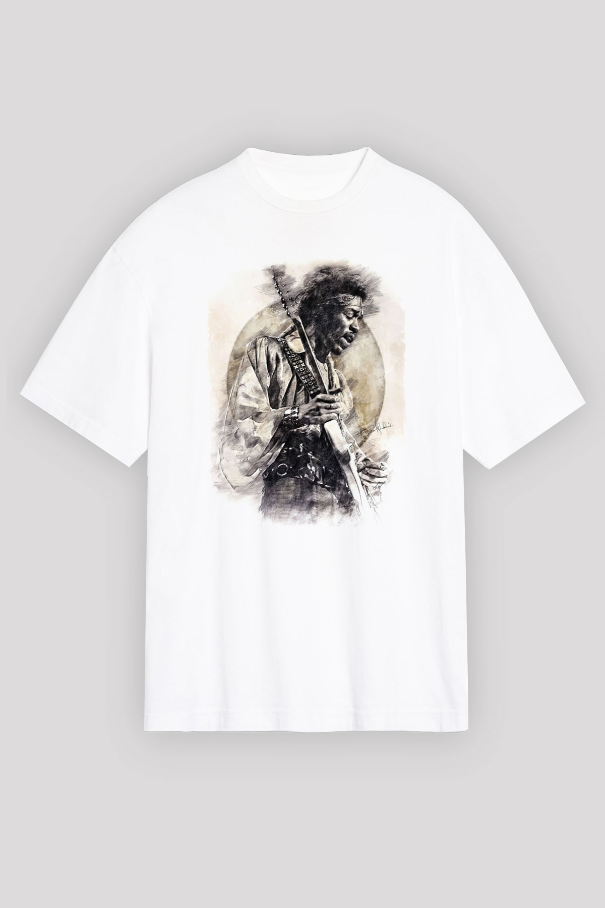 Gitarist Beyaz Oversize Tişört Oversize T-shirt - TişörtFabrikası