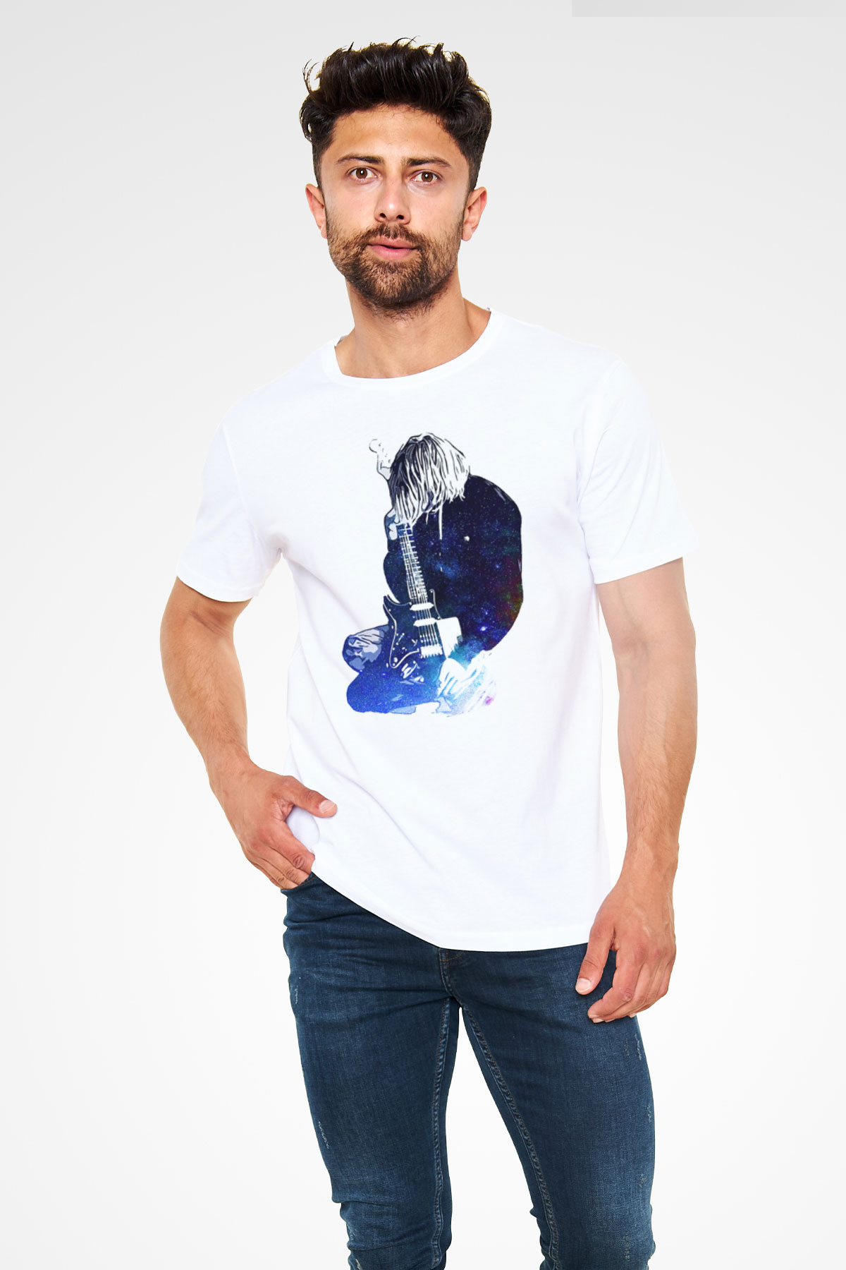 Gitarist Beyaz Unisex Tişört T-Shirt - TişörtFabrikası