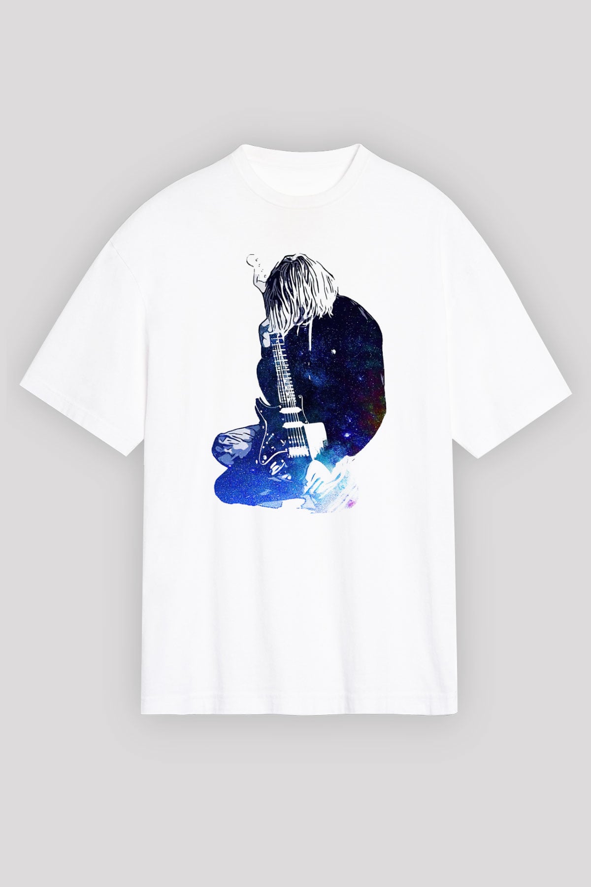 Gitarist Beyaz Oversize Tişört Oversize T-shirt - TişörtFabrikası