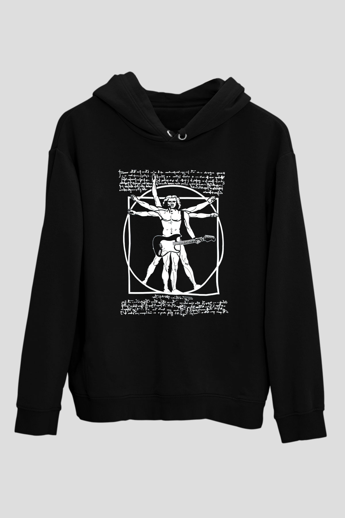 Gitarist Siyah Unisex Kapüşonlu Sweatshirt