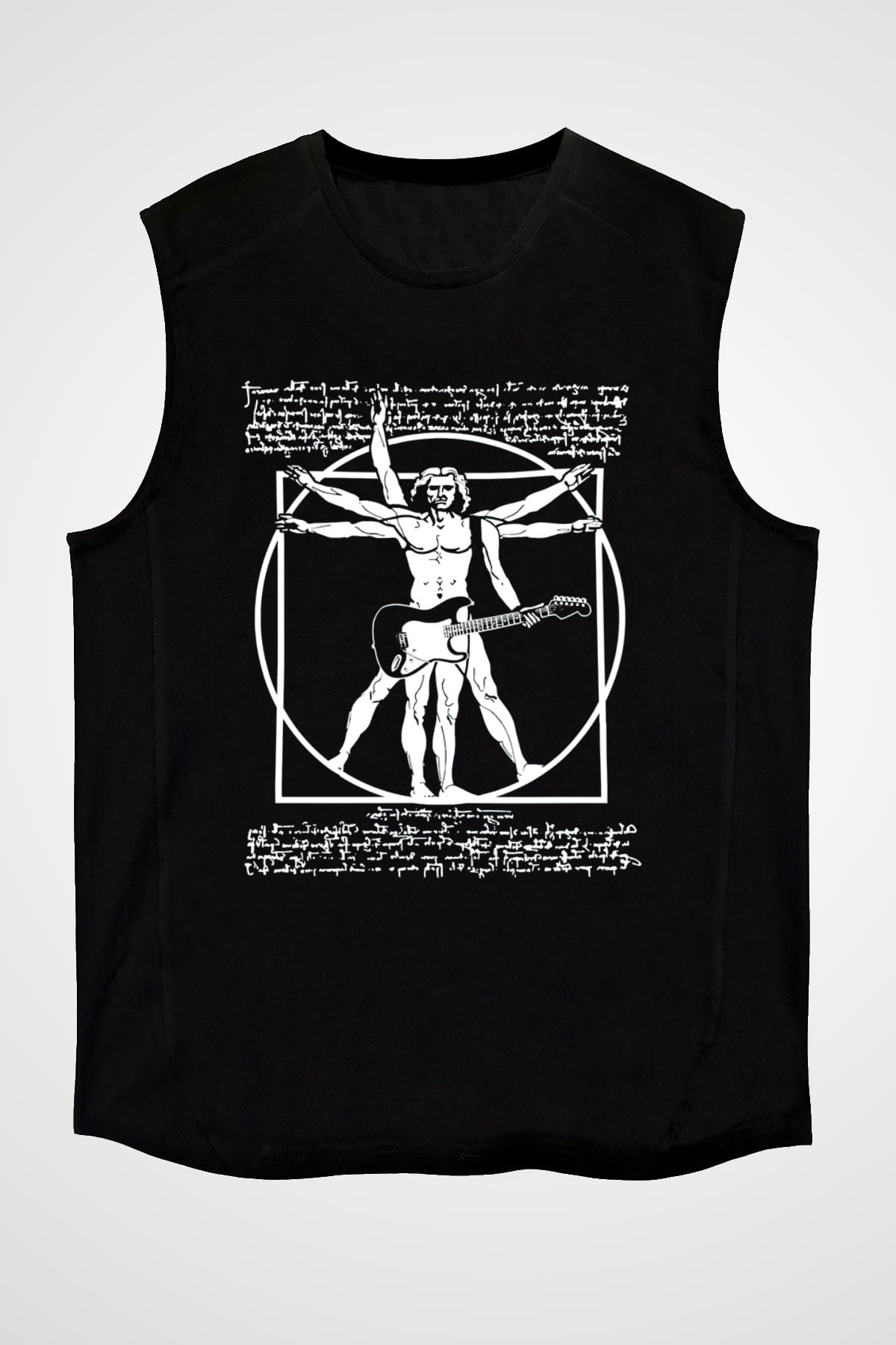 Gitarist Siyah Unisex Kolsuz Tişört