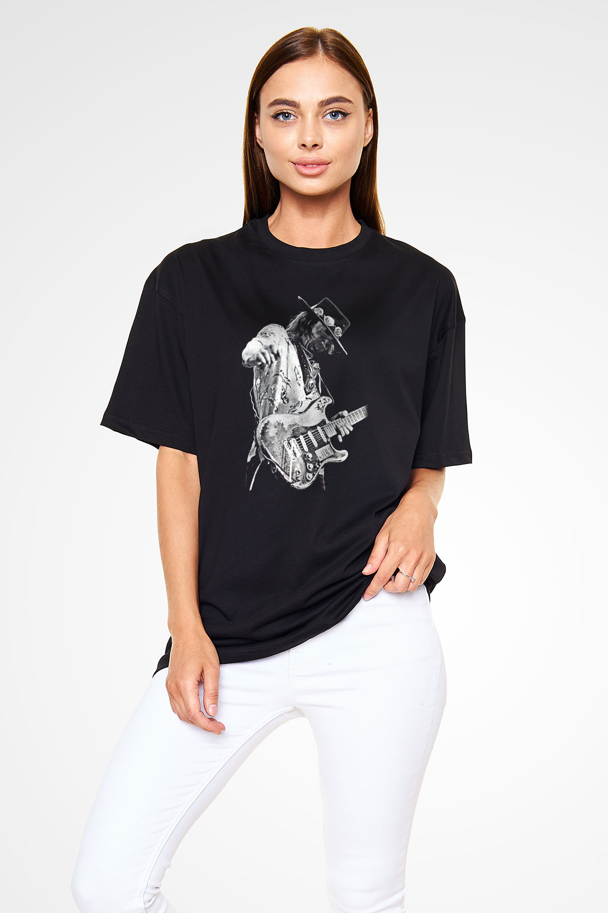 Gitarist Siyah Unisex Oversize Tişört T-Shirt