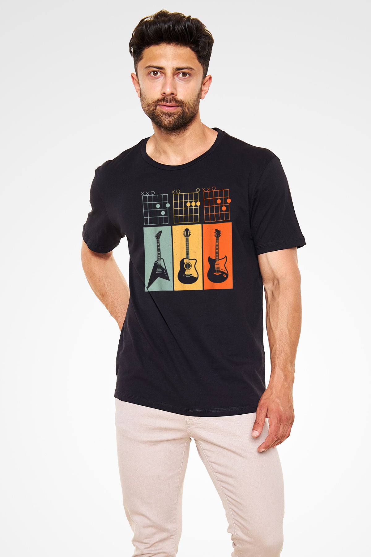 Gitarist Siyah Unisex Tişört T-Shirt - TişörtFabrikası