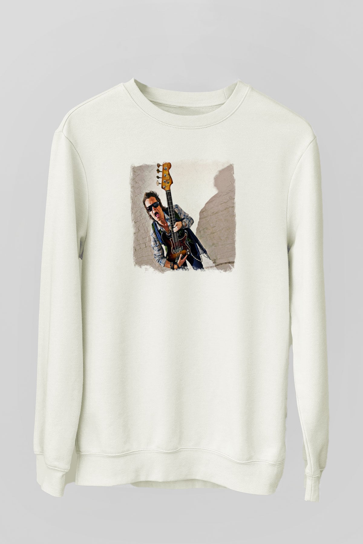 Glenn Hughes Baskılı Unisex Beyaz Sweatshirt