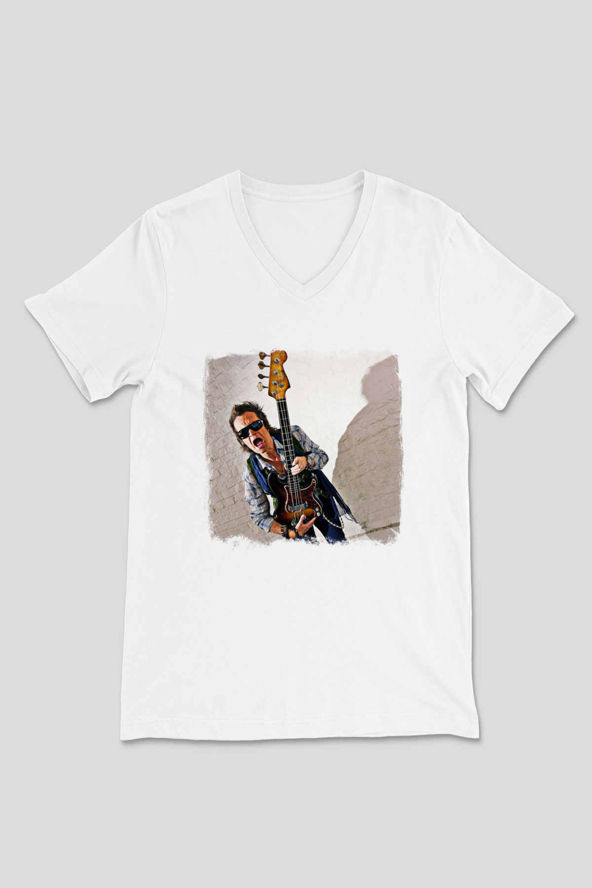 Glenn Hughes Baskılı Unisex Beyaz V Yaka Tişört