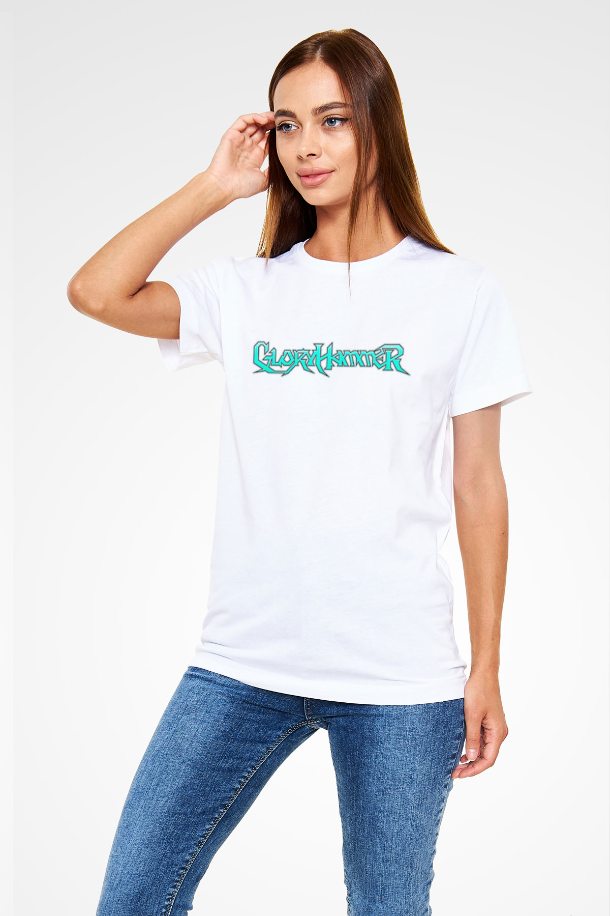 Gloryhammer Baskılı Unisex Beyaz Tişört - Tshirt