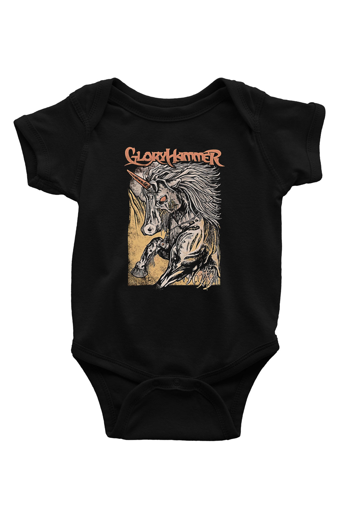 Gloryhammer Baskılı Unisex Siyah Bebek Body - Zıbın