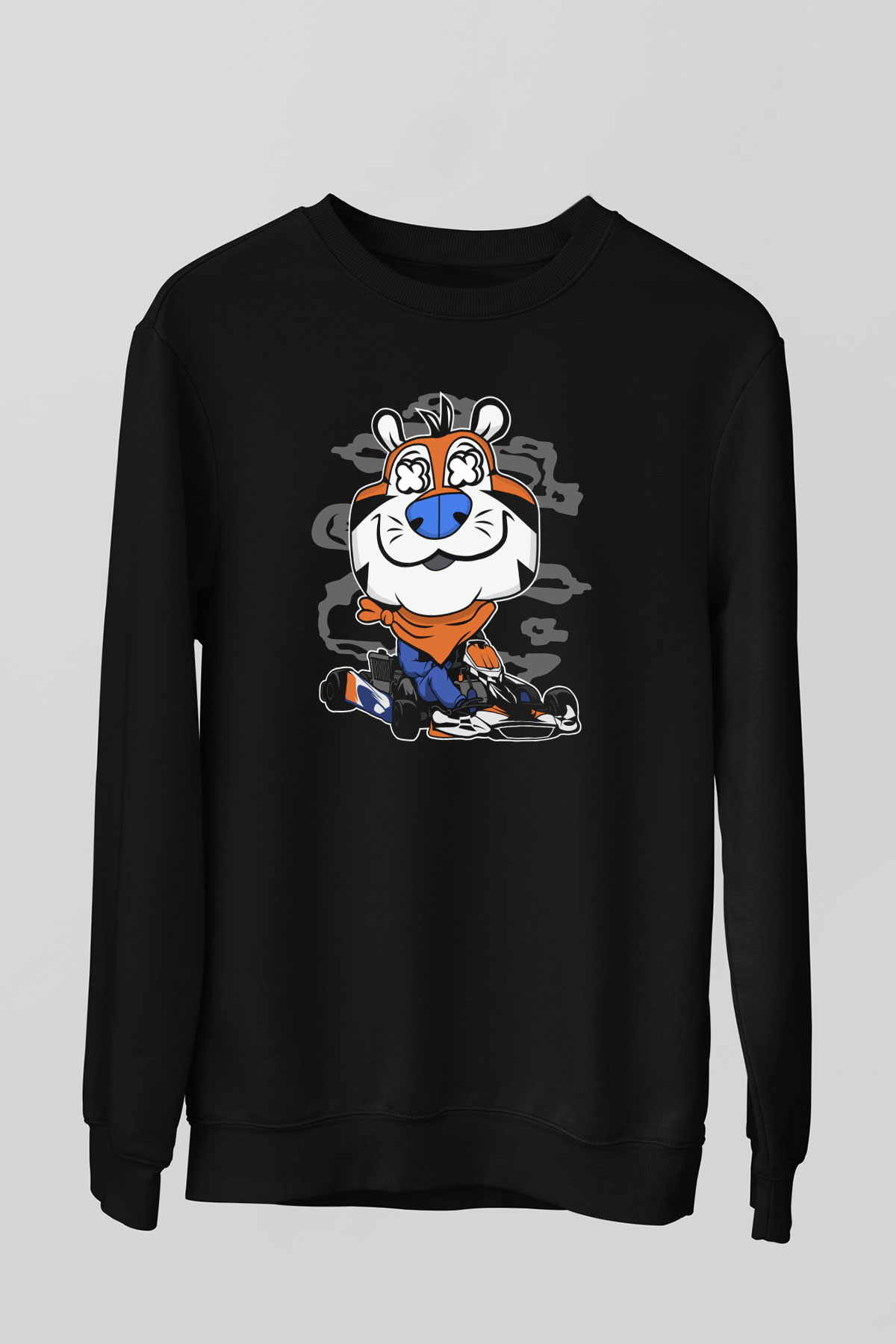 Go Kart Tony Baskılı Unisex Siyah Sweatshirt