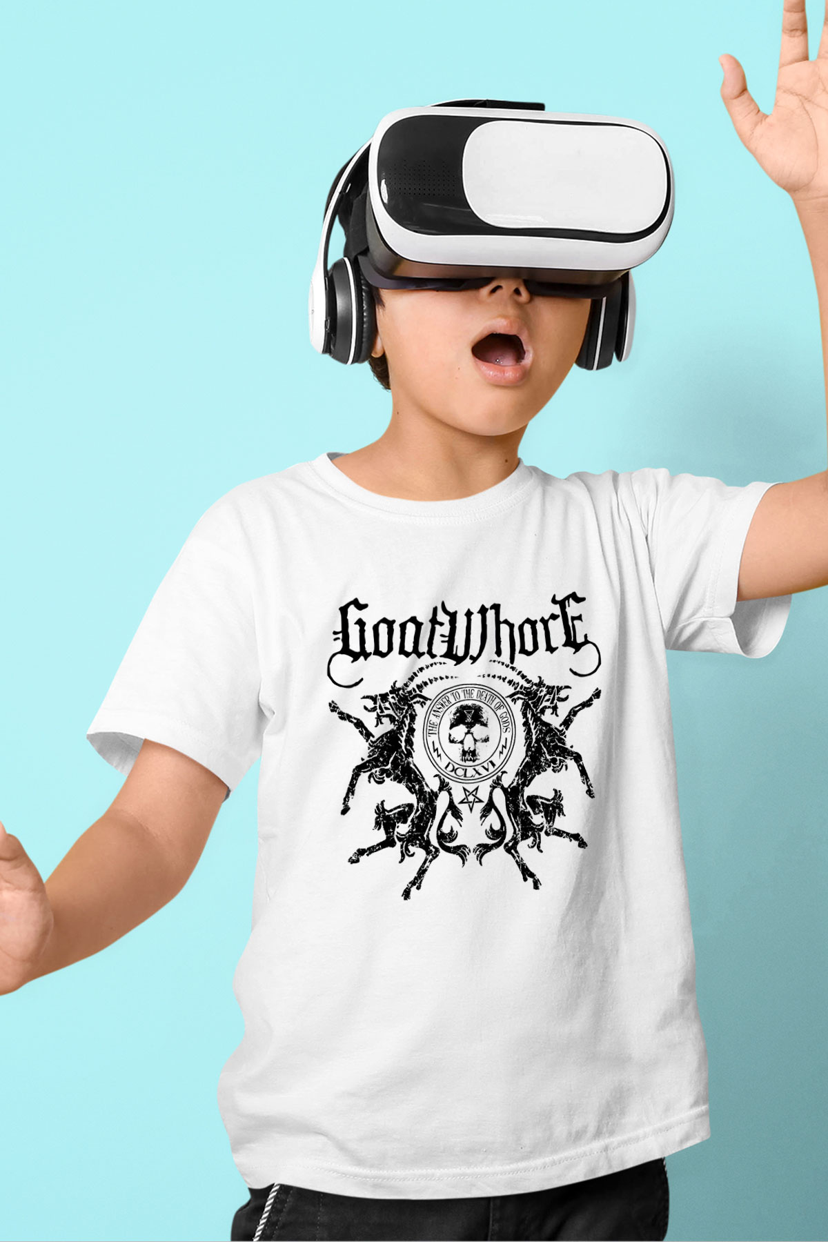 Goatwhore Baskılı Beyaz Unisex Çocuk Tişört