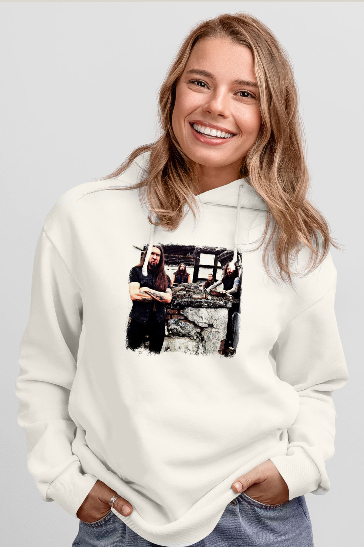 Goatwhore Baskılı Unisex Beyaz Hoodie