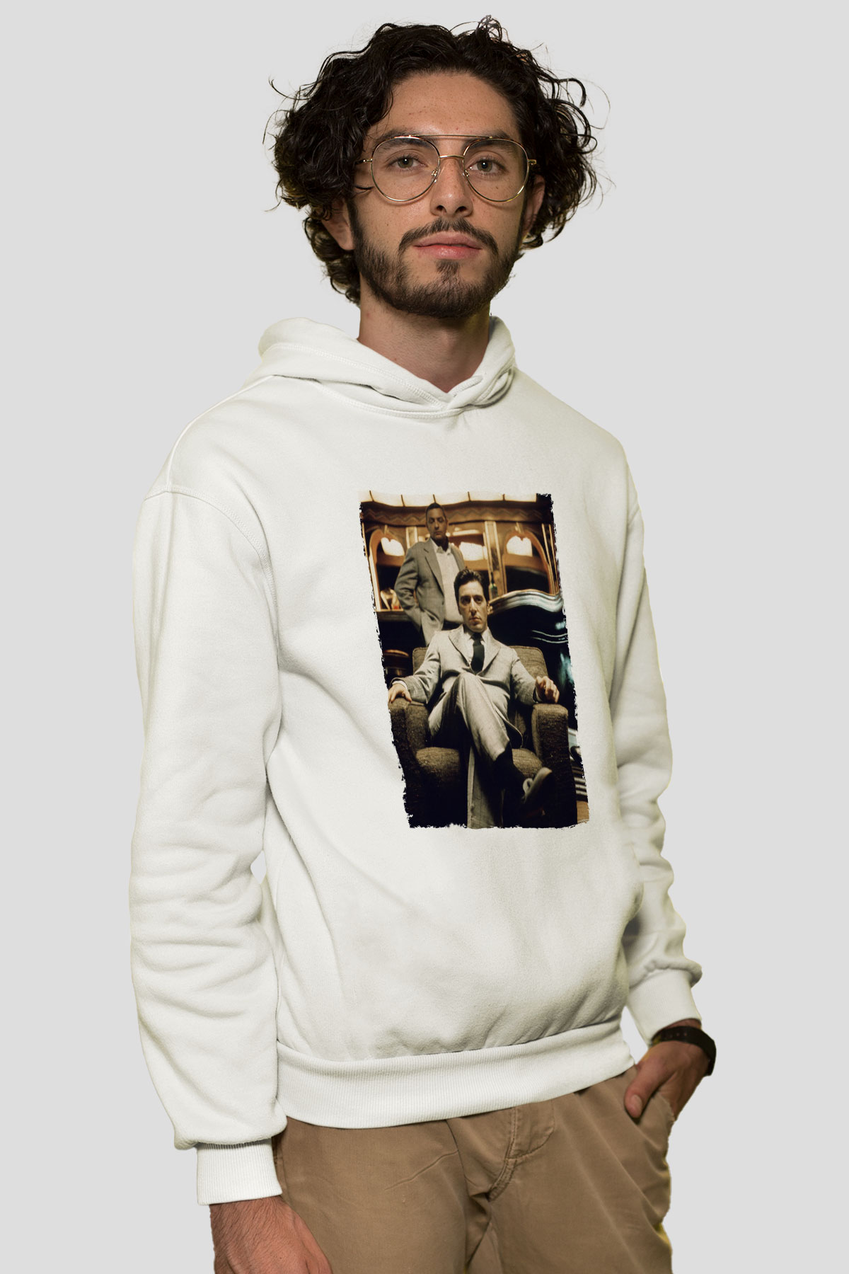 Godfather Beyaz Unisex Hoodie
