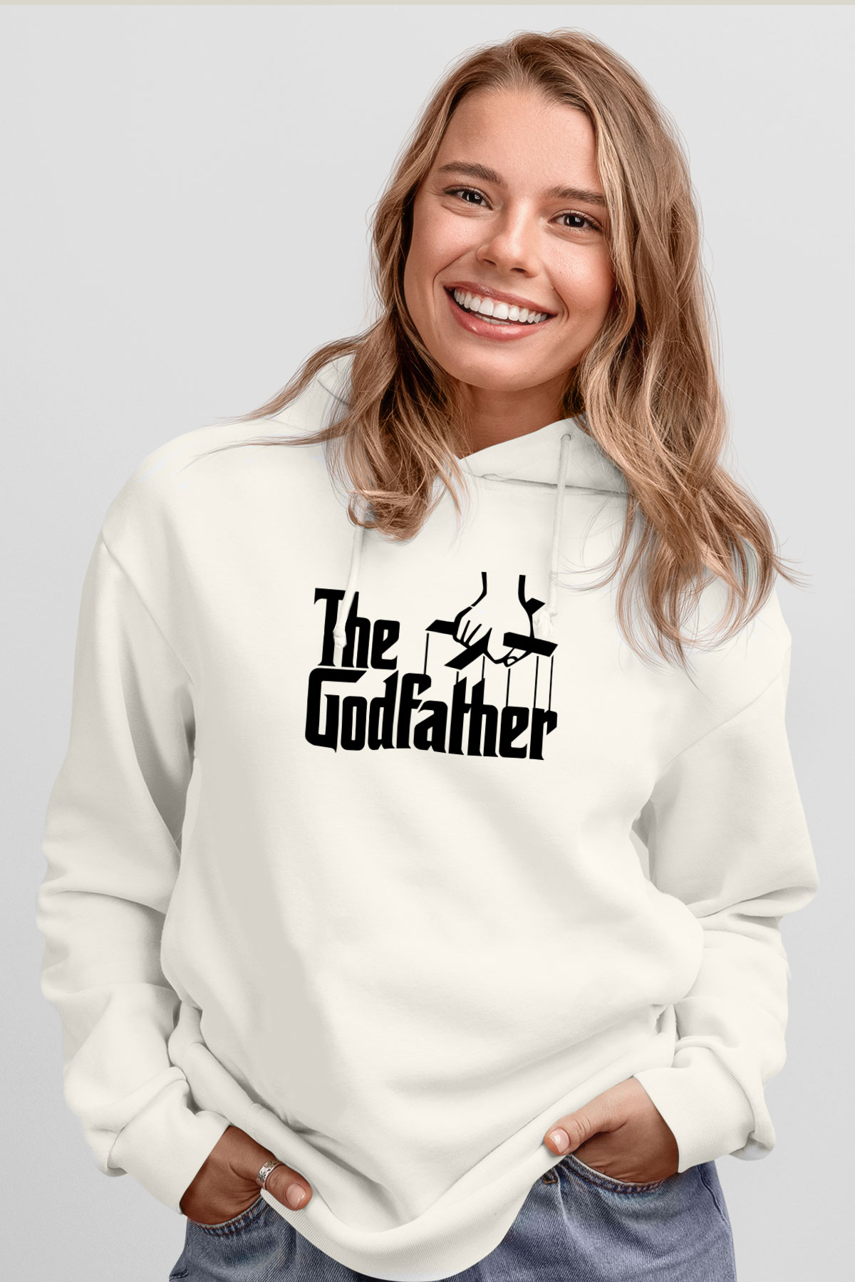 Godfather Beyaz Unisex Hoodie