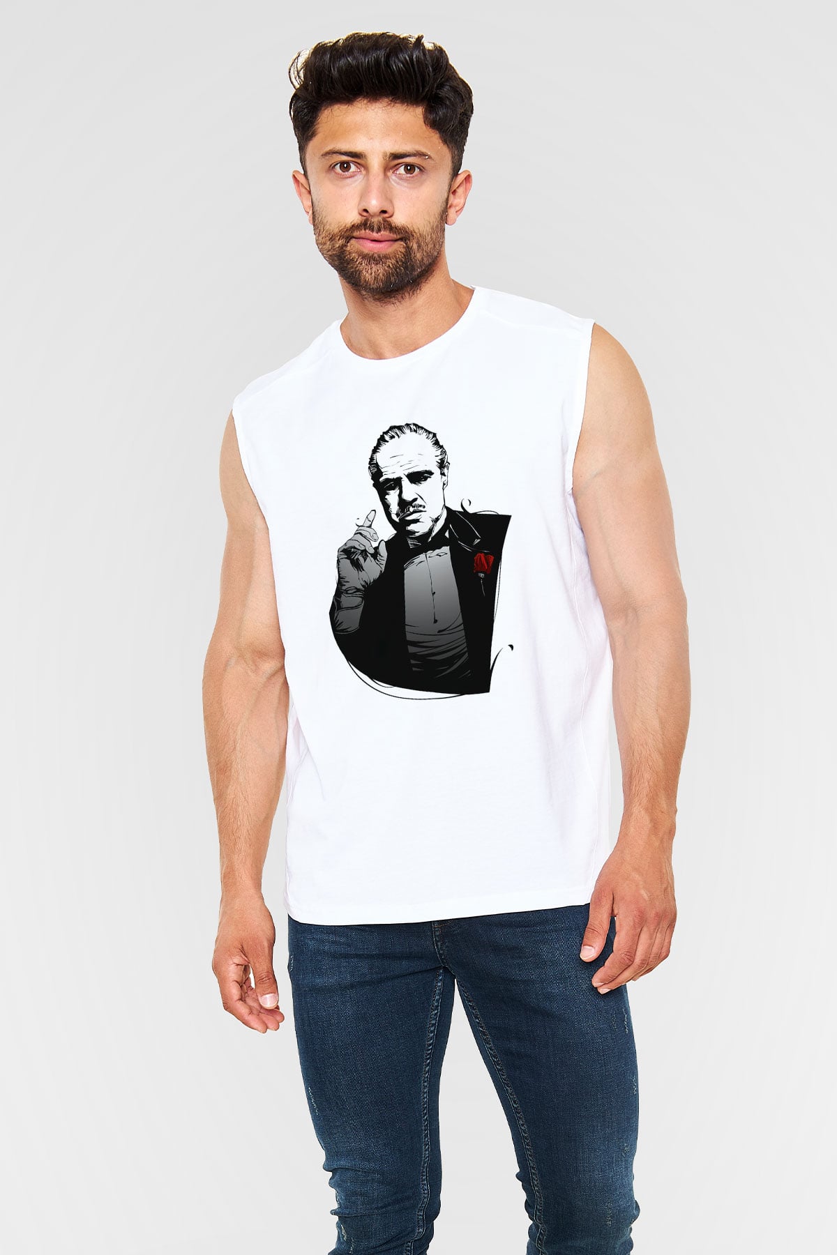 Godfather Beyaz Unisex Kolsuz Tişört