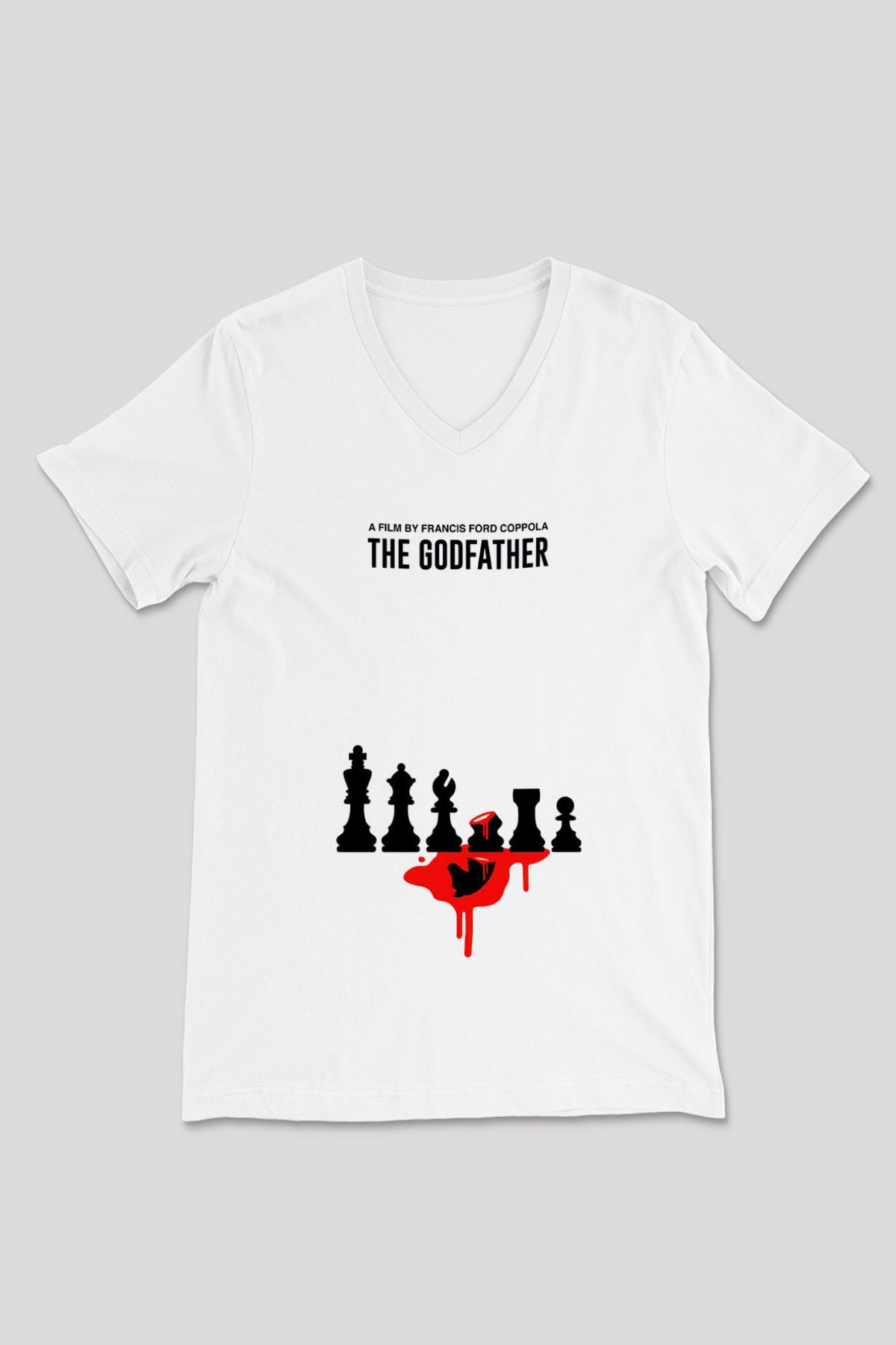 Godfather Beyaz Unisex V Yaka Tişört