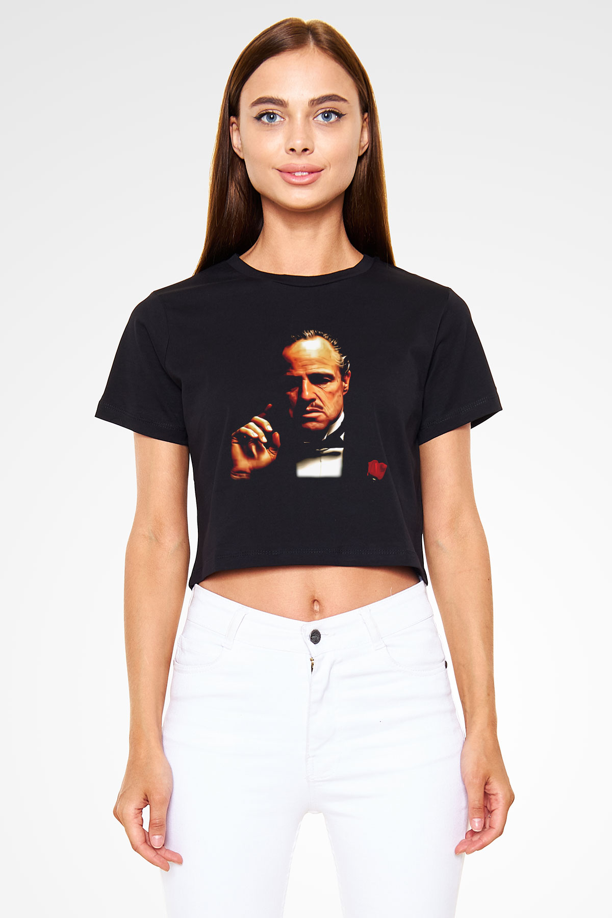 Godfather Siyah Crop Top Tişört